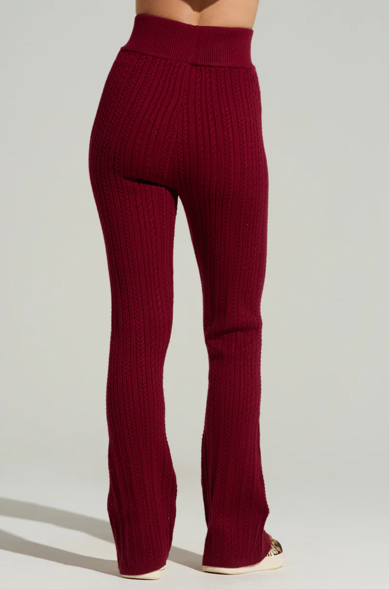 DREAM GIRL FLARE KNIT PANT IN BURGUNDY - Image 4
