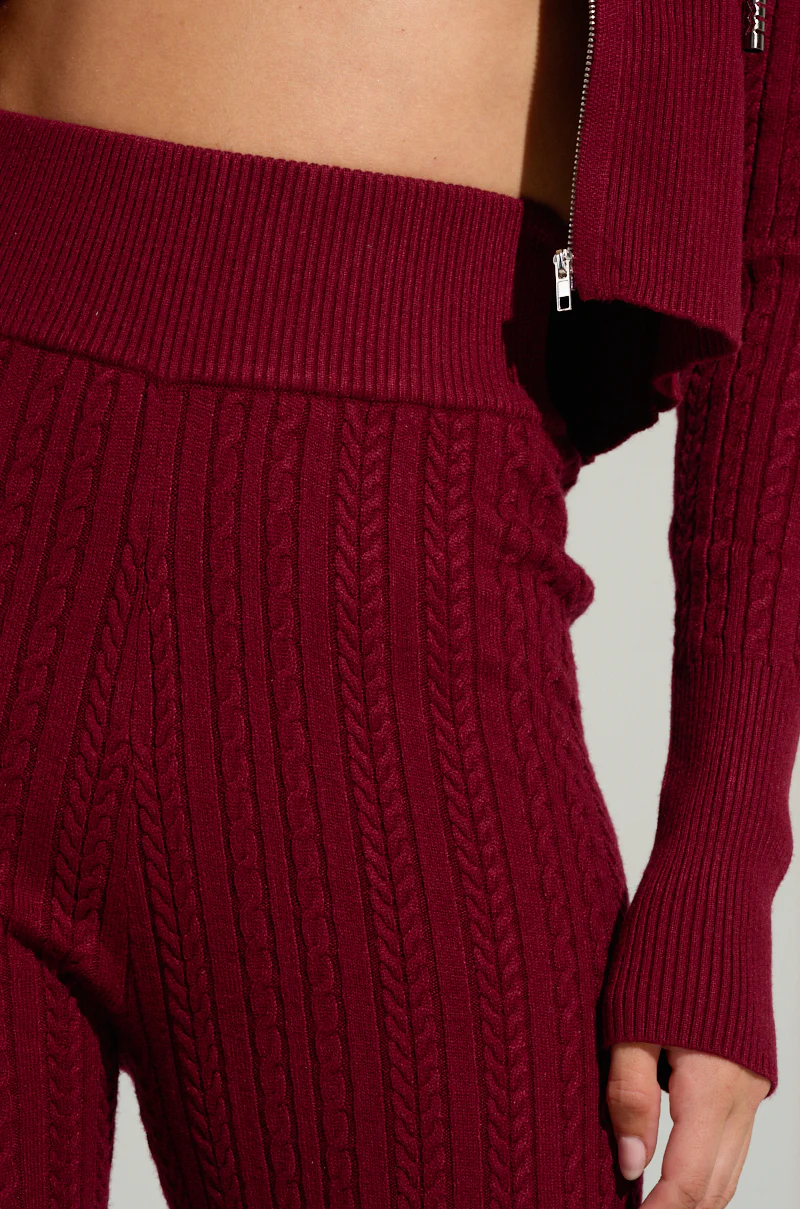 DREAM GIRL FLARE KNIT PANT IN BURGUNDY - Image 5