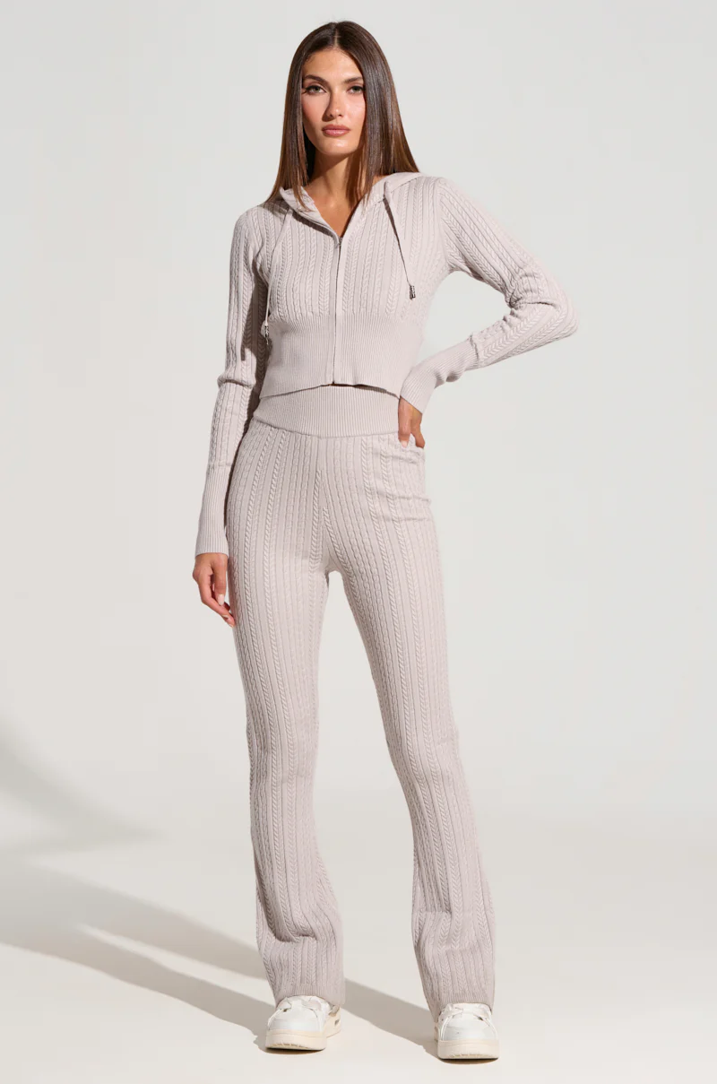 DREAM GIRL FLARE KNIT PANT IN GREY - Image 6