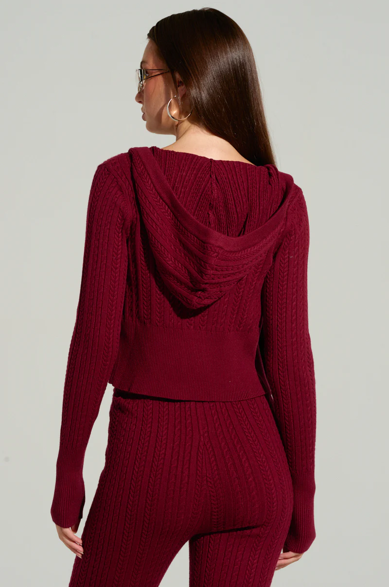 DREAM GIRL KNIT ZIP UP IN BURGUNDY - Image 4