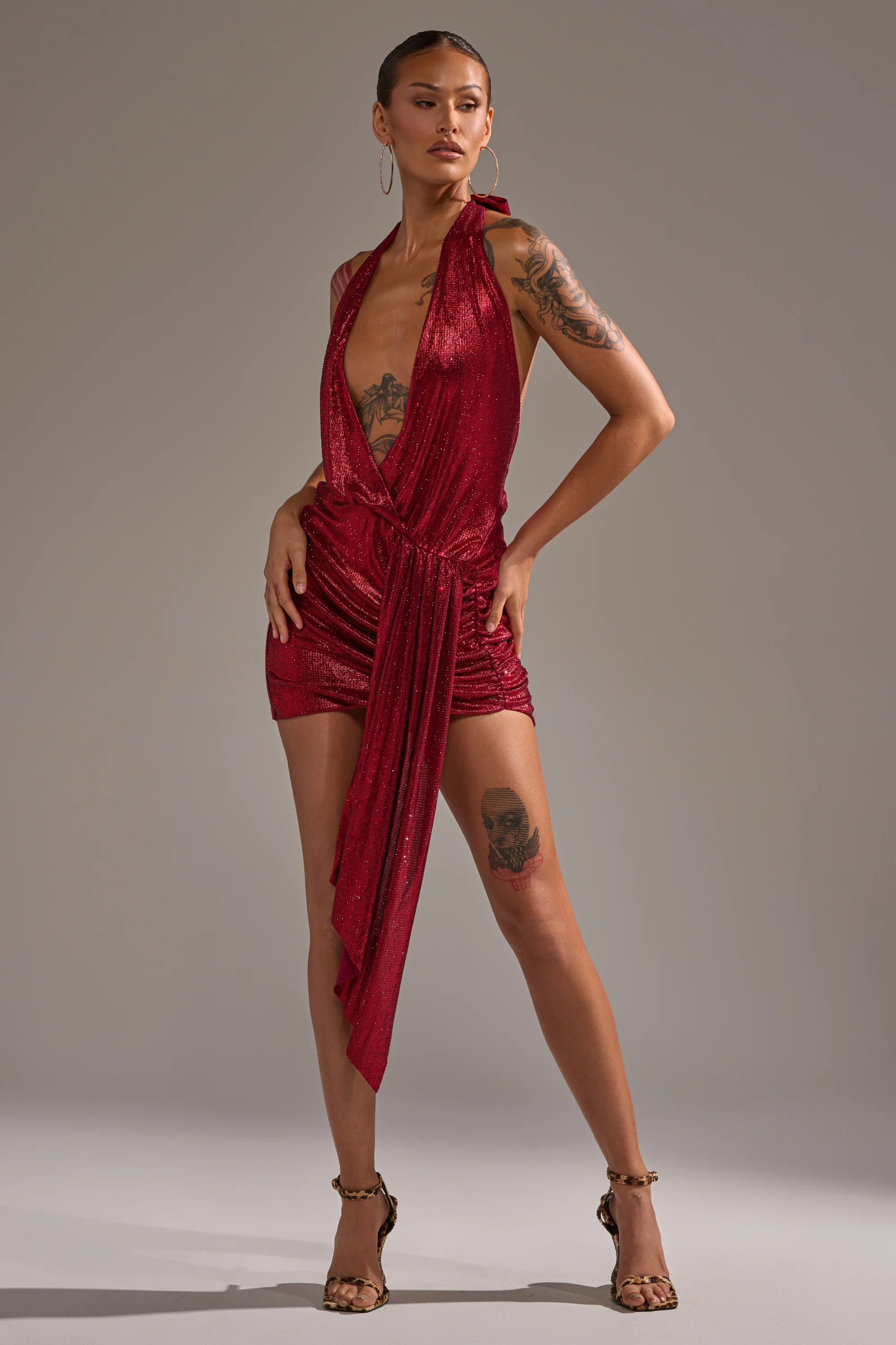 DREAM GIRL RHINESTONE DRESS IN RED - Image 10