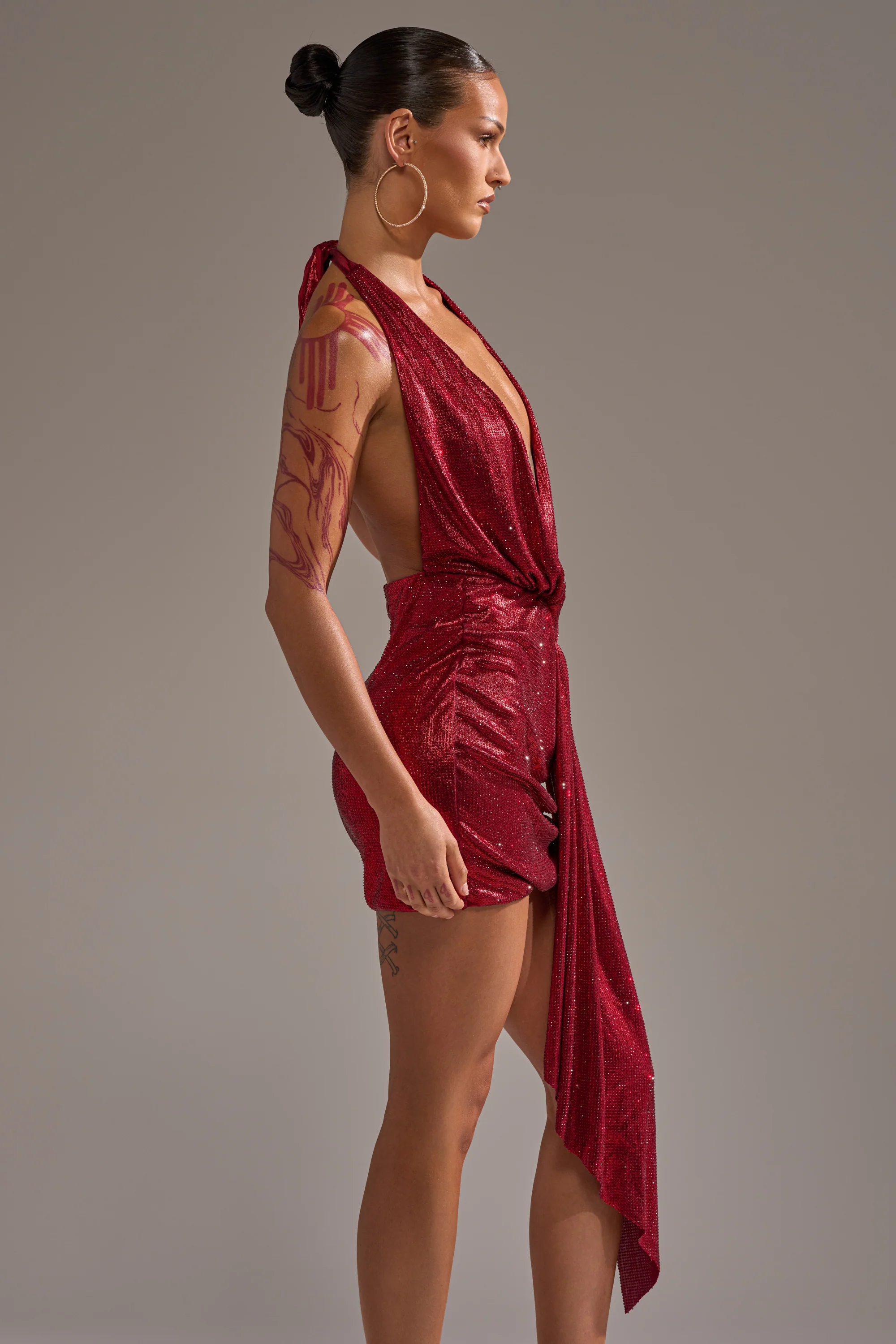 DREAM GIRL RHINESTONE DRESS IN RED - Image 7