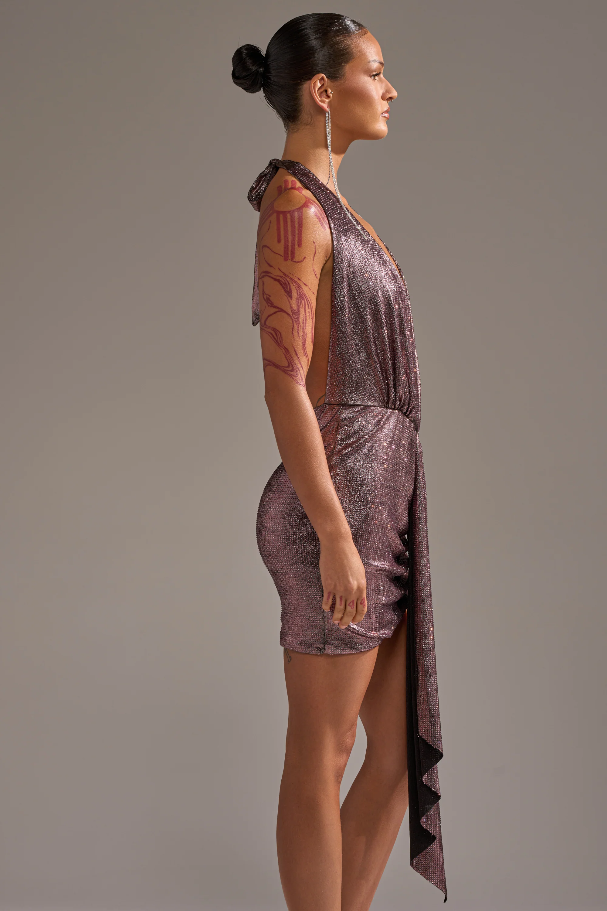 DREAM GIRL RHINESTONE MINI DRESS IN PINK - Image 7