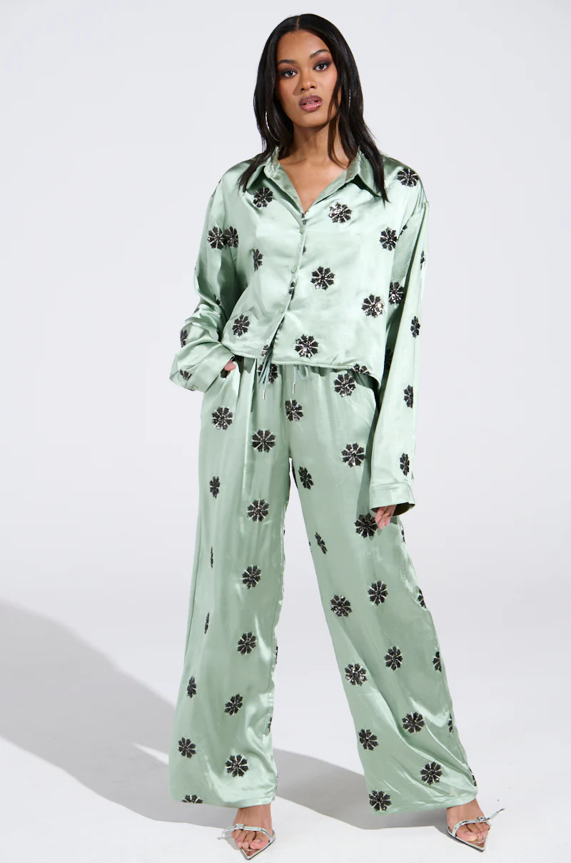 DREAMS COMING TRUE SATIN BUTTON DOWN TOP - Image 5