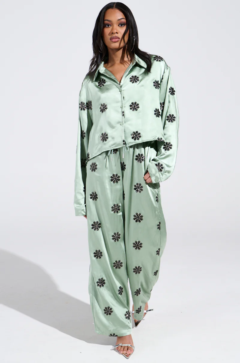 DREAMS COMING TRUE SATIN PALAZZO PANT - Image 5