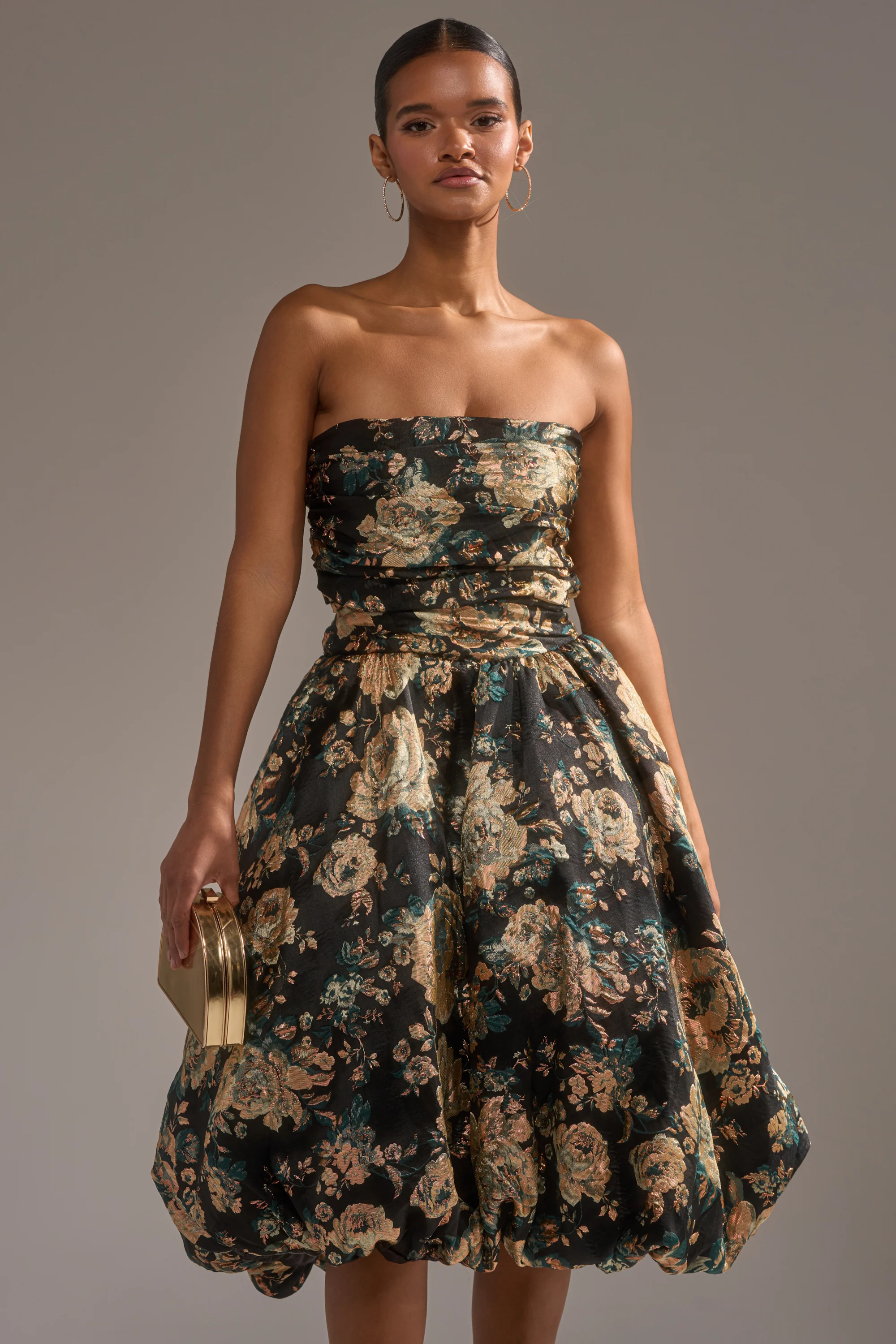 DRESSED TO IMPRESS BROCADE MIDI DRESS - Image 3