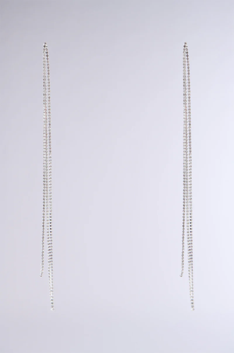 DRIP SEASON LONG DANGLE RHINESTONE EARRING - Image 3
