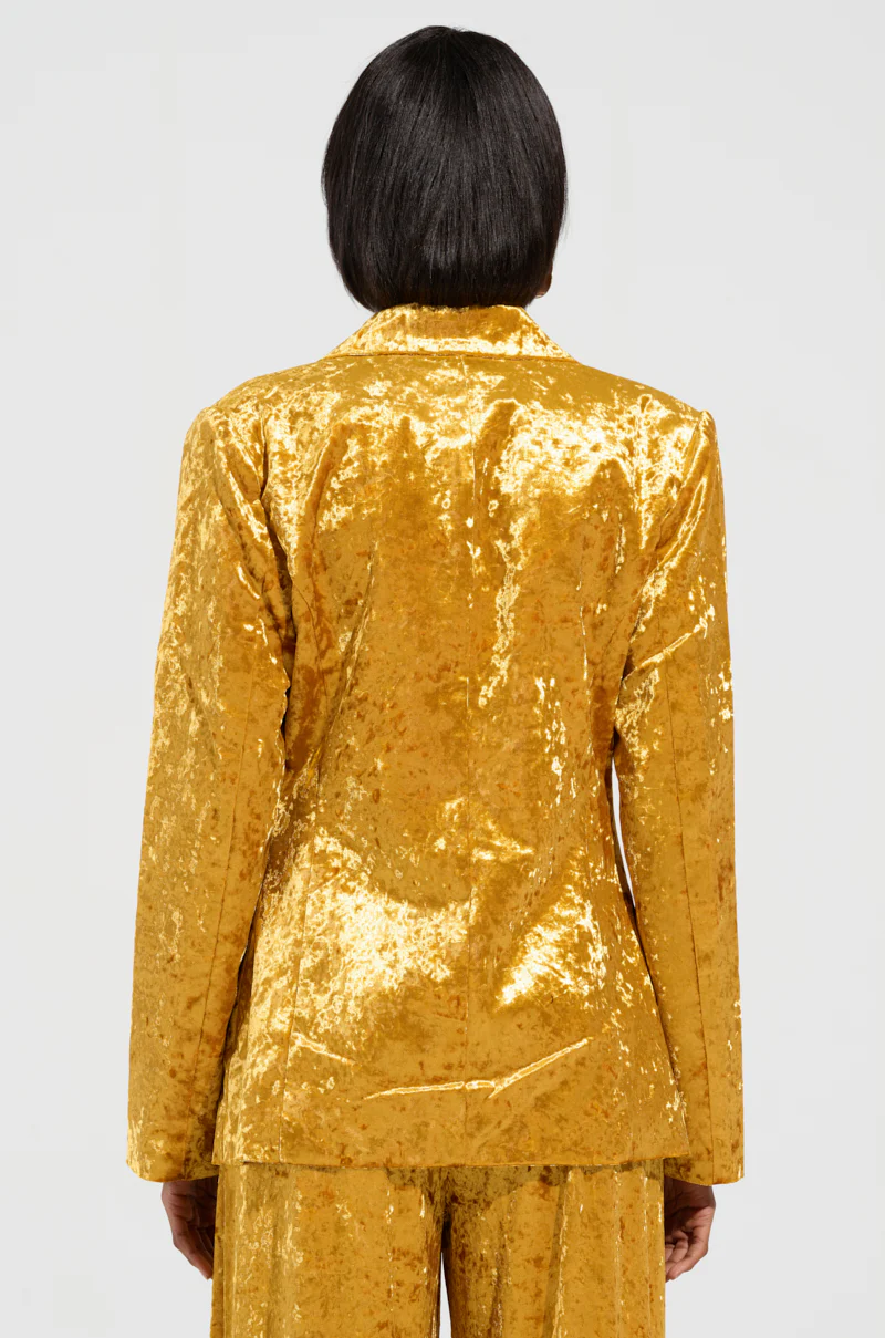 DRIPPING IN GOLD CRUSHED VELVET BLAZER - Image 5