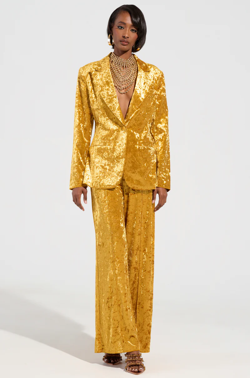 DRIPPING IN GOLD CRUSHED VELVET TROUSER - Image 5