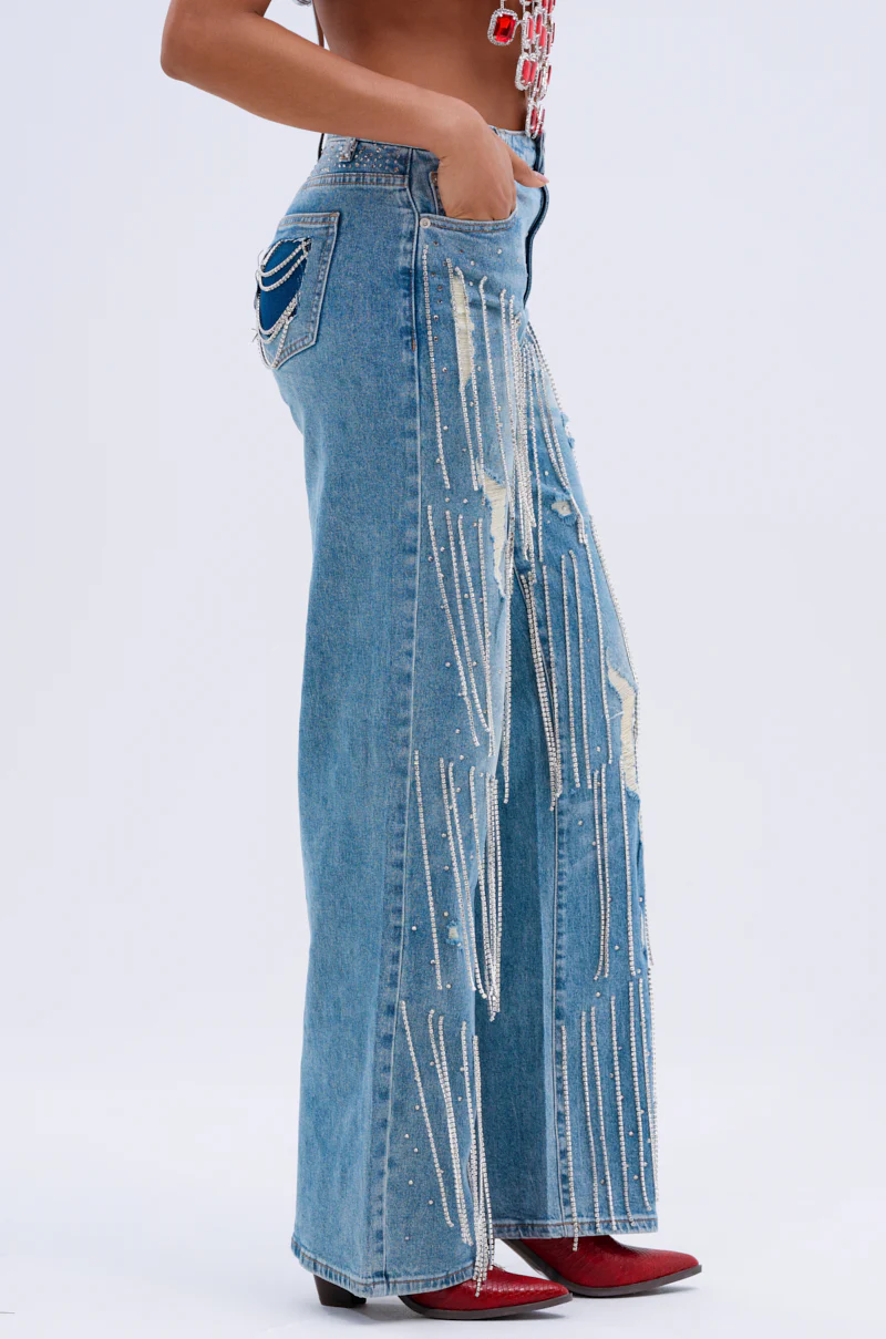 DRIPPING IN JEWELS RELAXED FIT DENIM JEANS - Image 5