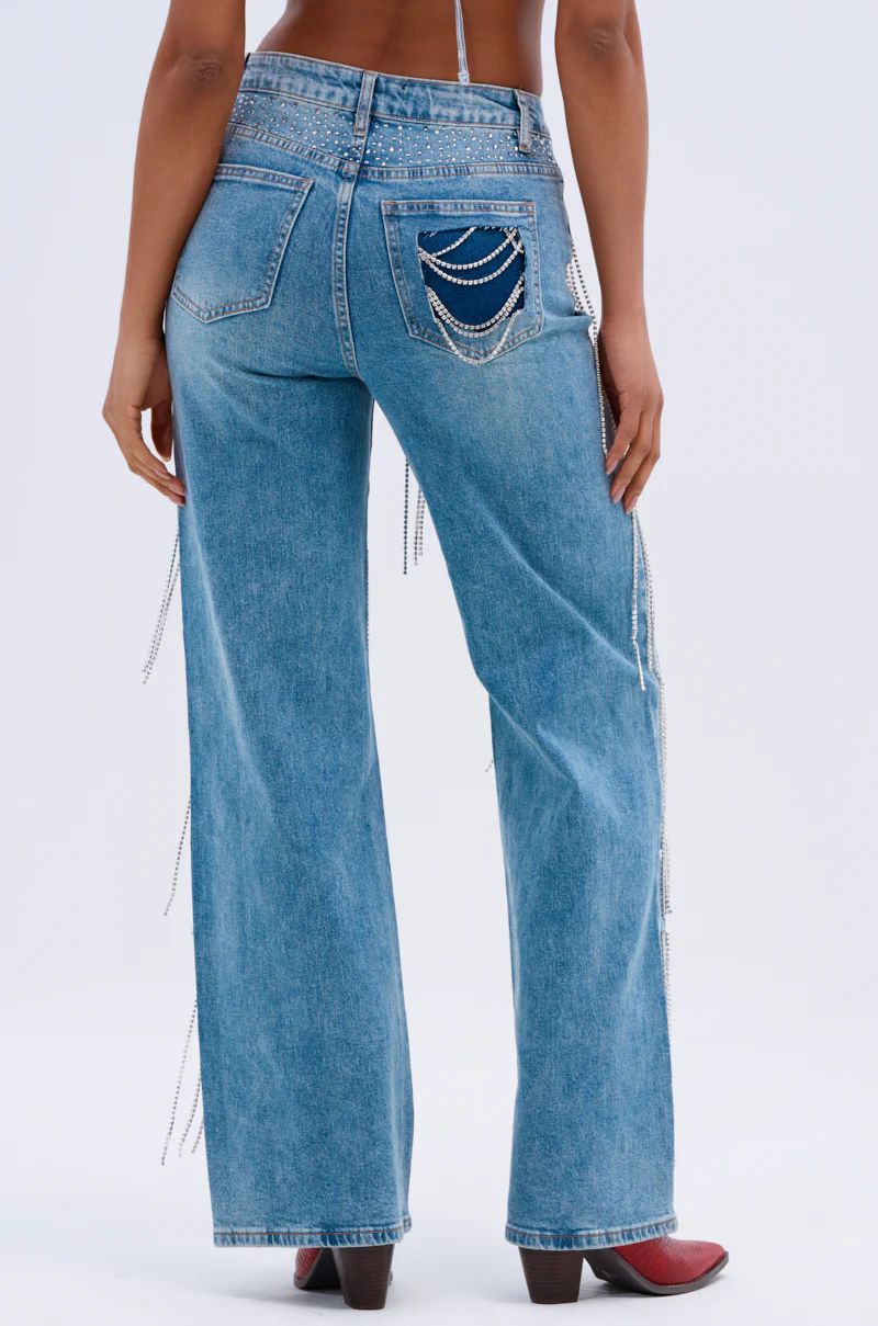 DRIPPING IN JEWELS RELAXED FIT DENIM JEANS - Image 6