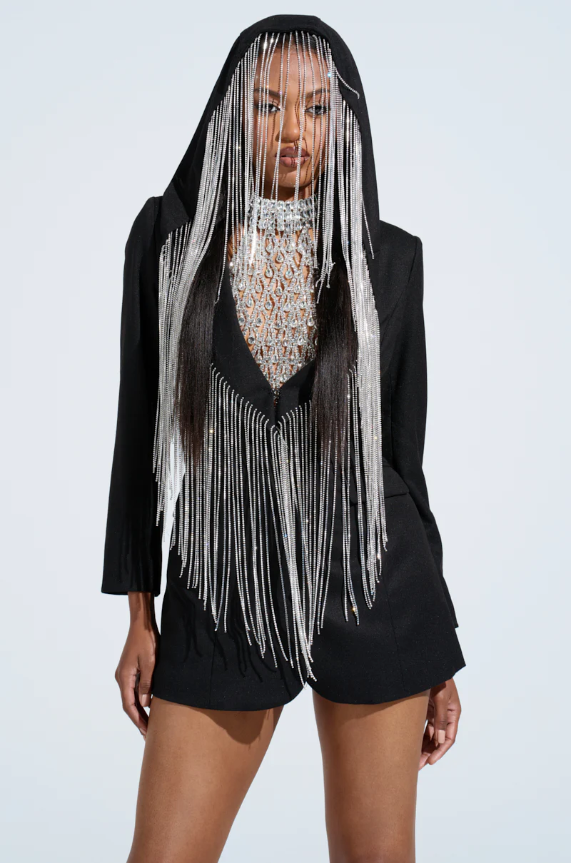 DRIPPY RHINESTONE FRINGE BLAZER - Image 4