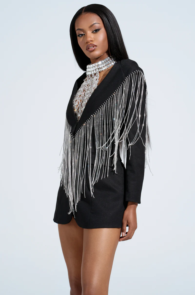 DRIPPY RHINESTONE FRINGE BLAZER - Image 5