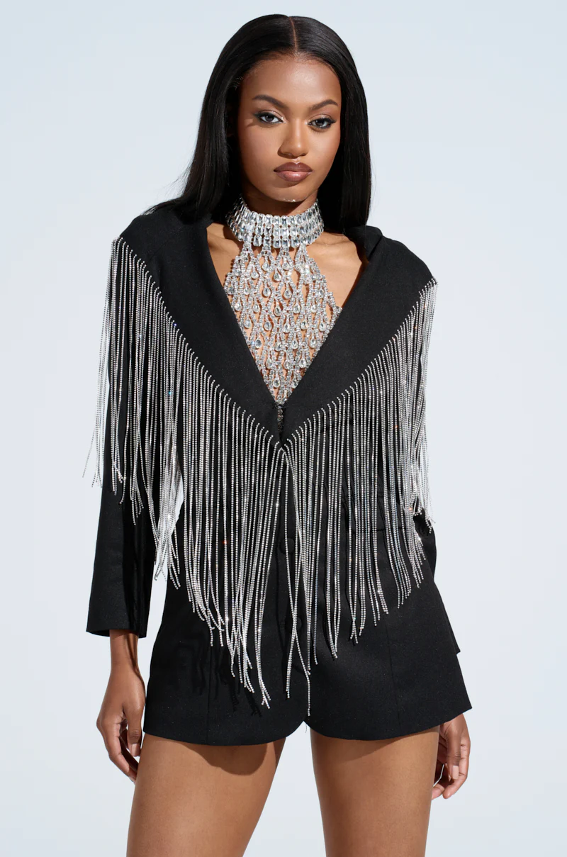 DRIPPY RHINESTONE FRINGE BLAZER - Image 6