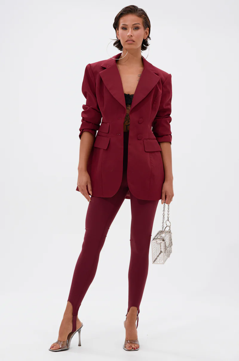 DRIVE ME CRAZY STIRRUP LEGGING IN BURGUNDY - Image 5