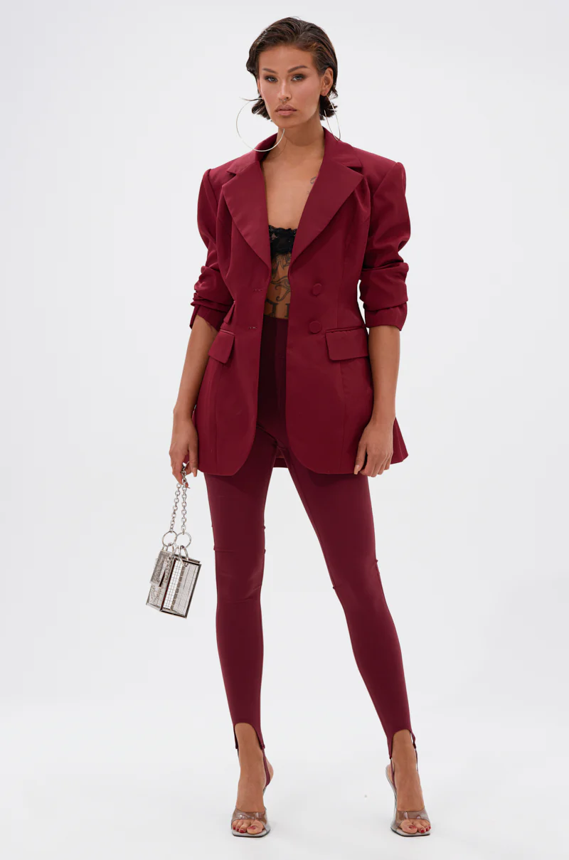 DRIVE ME CRAZY STIRRUP LEGGING IN BURGUNDY - Image 6