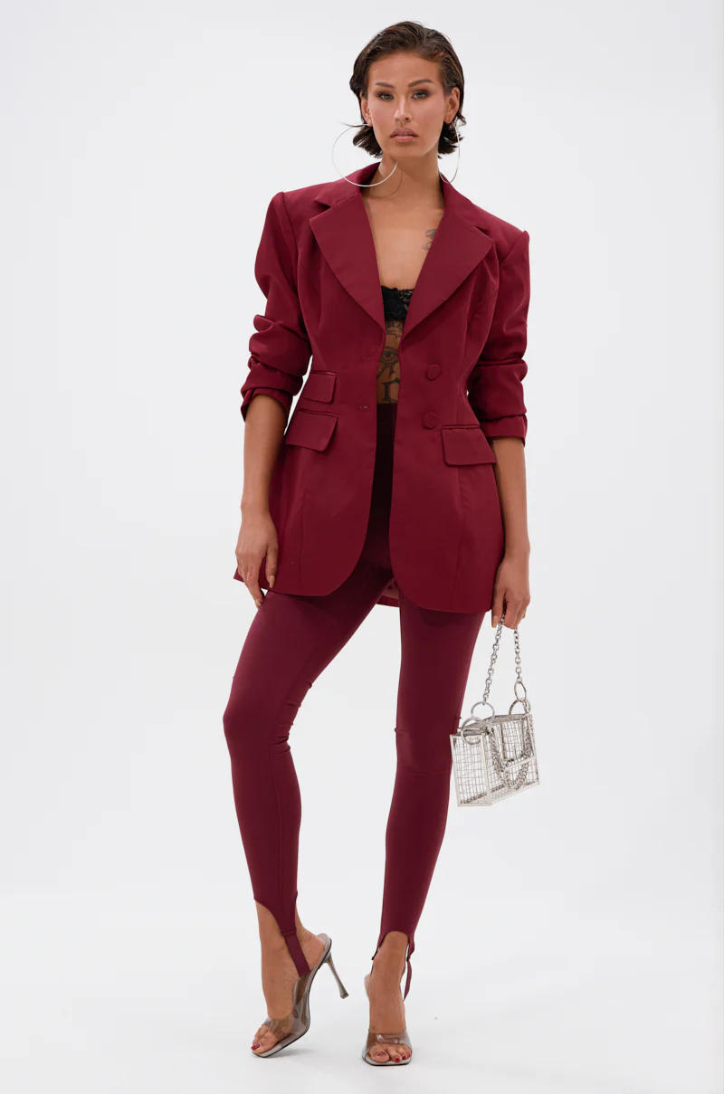 DRIVE ME CRAZY STIRRUP LEGGING IN BURGUNDY - Image 7