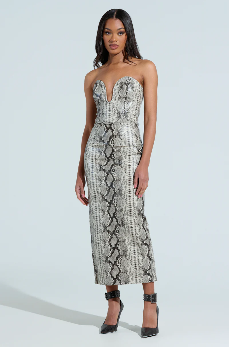 DROP IT LOW SNAKE MIDI DRESS - Image 3