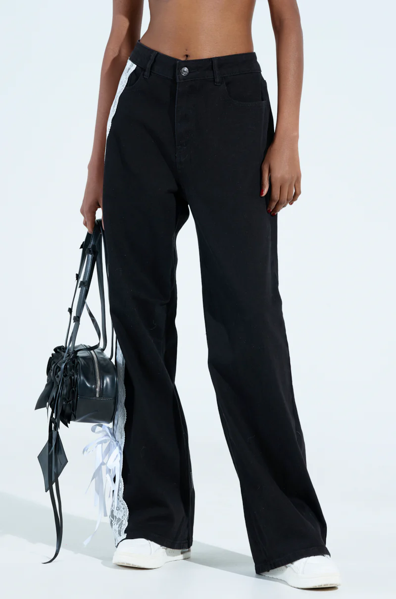 DYLAN LACE DETAIL WIDE LEG DENIM - Image 2
