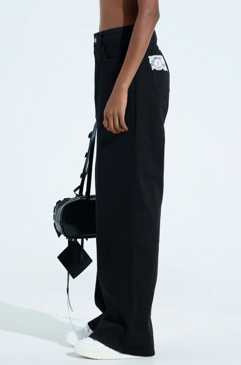 DYLAN LACE DETAIL WIDE LEG DENIM - Image 3