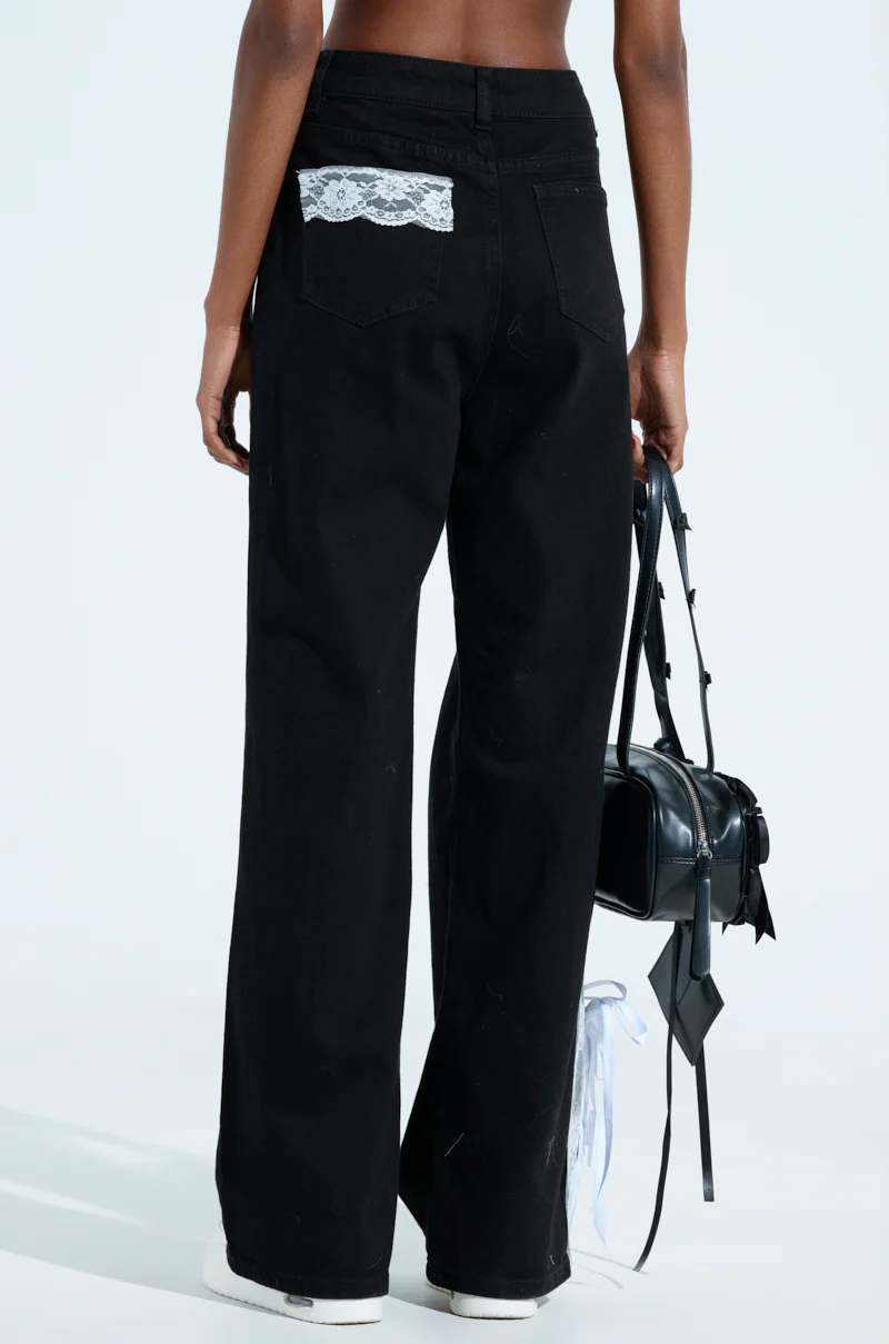 DYLAN LACE DETAIL WIDE LEG DENIM - Image 4