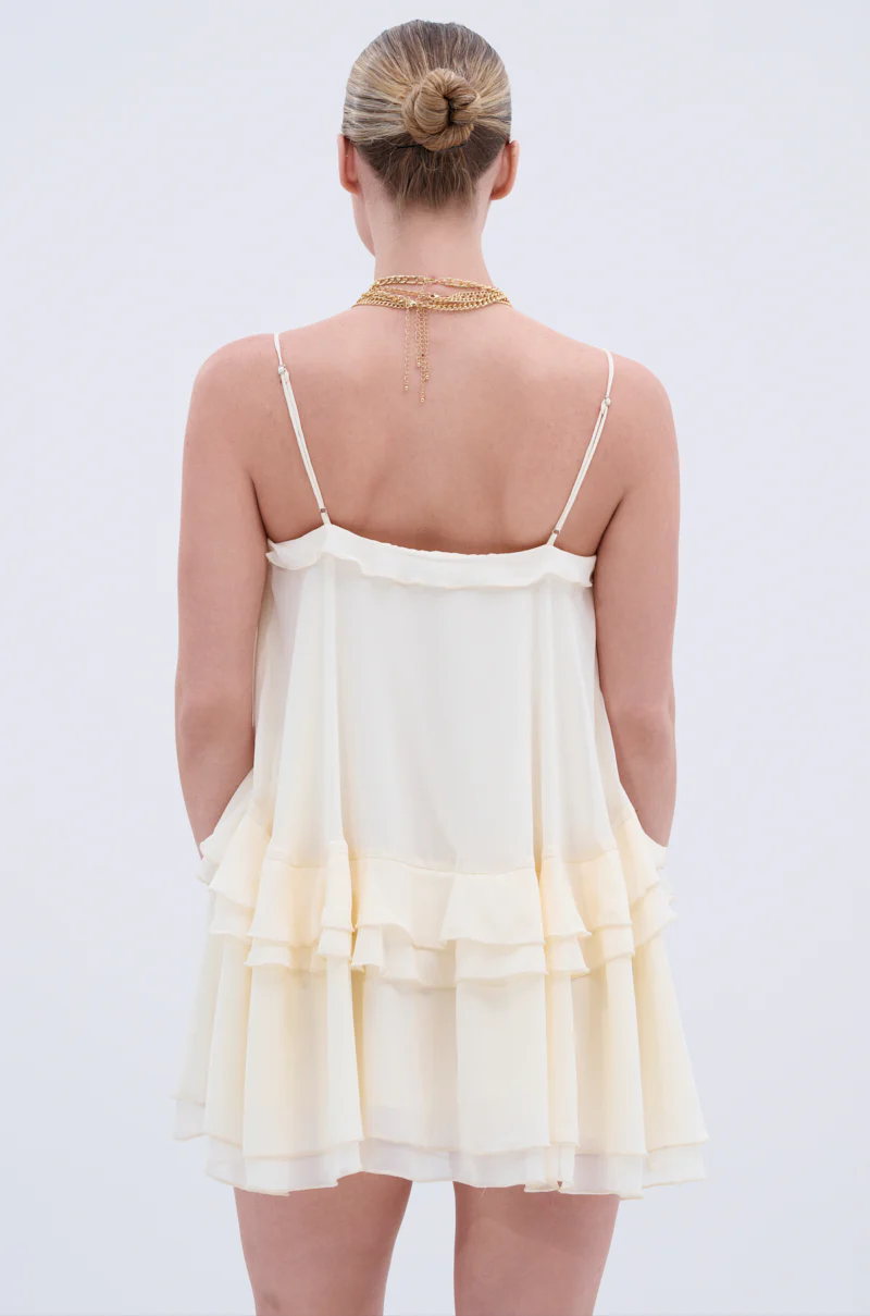 EASY BREEZY RUFFLED MINI DRESS IN IVORY - Image 6