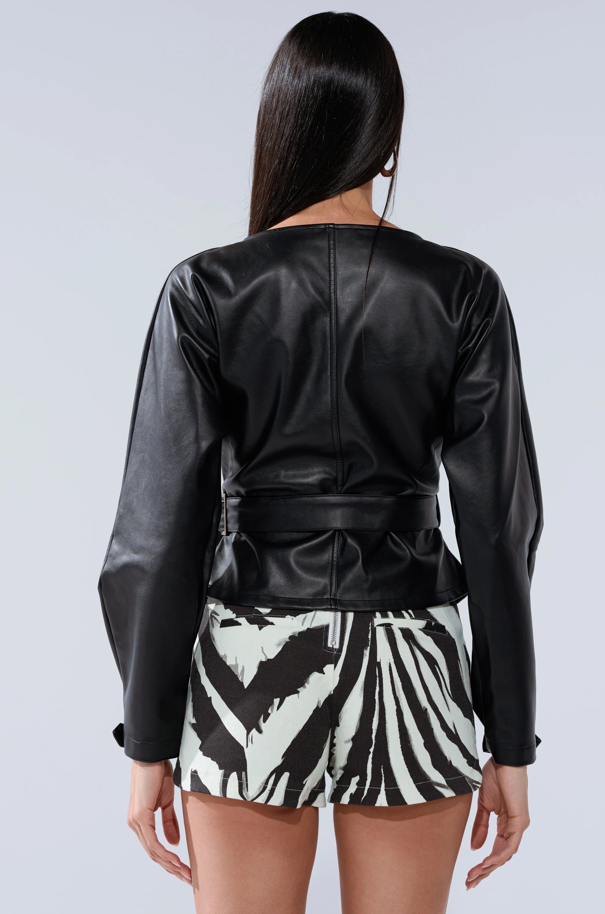 EASY ENOUGH FAUX LEATHER TIE FRONT BLOUSE - Image 6