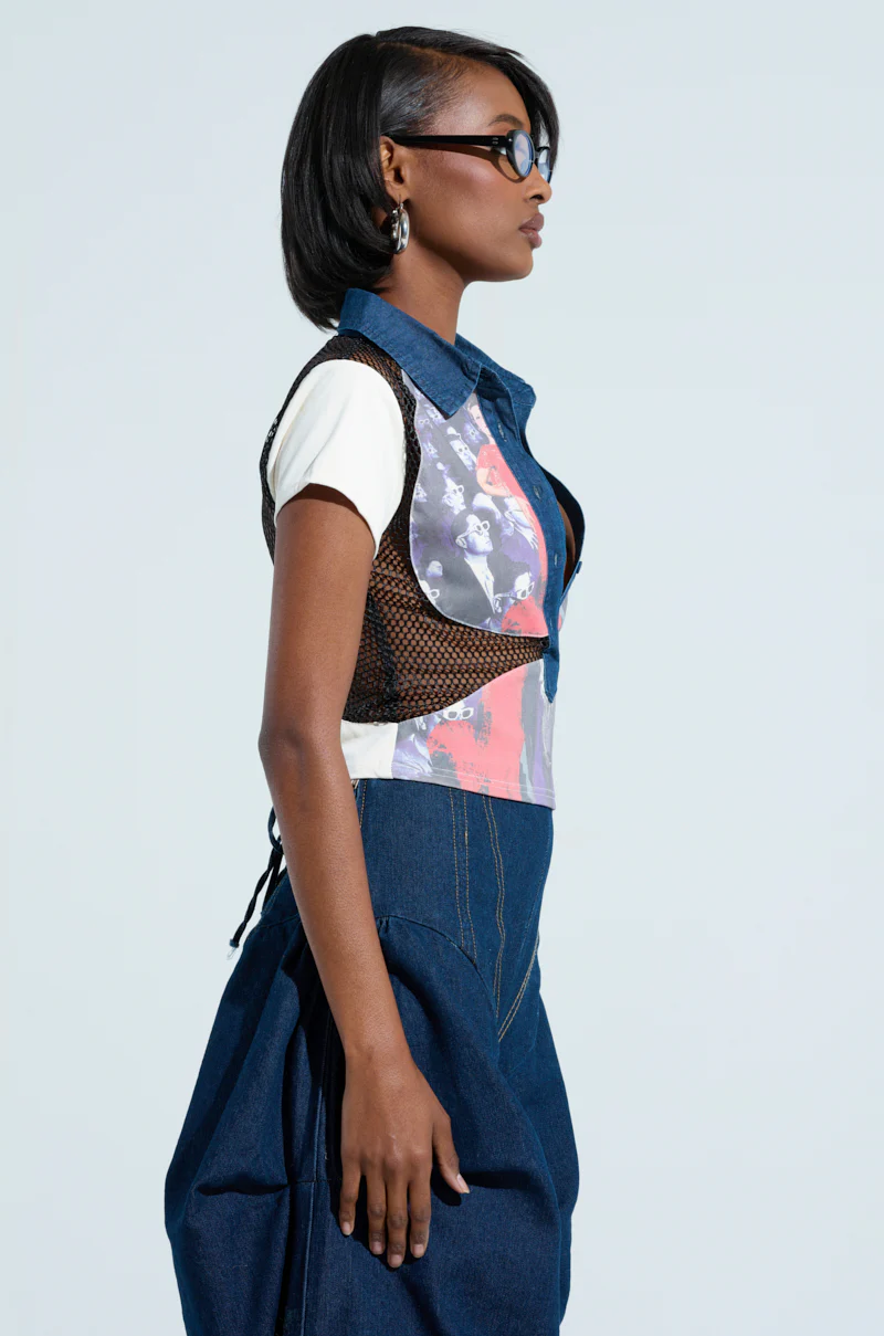 EDGY DIVA SHORT SLEEVE NETTED TSHIRT - Image 3