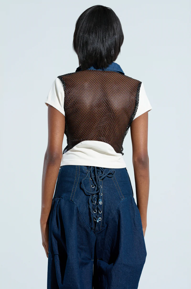 EDGY DIVA SHORT SLEEVE NETTED TSHIRT - Image 4