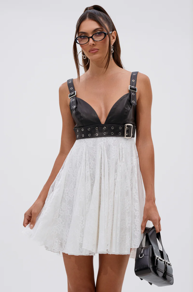 EDGY WITH A BOW ON TOP MINI DRESS - Image 2