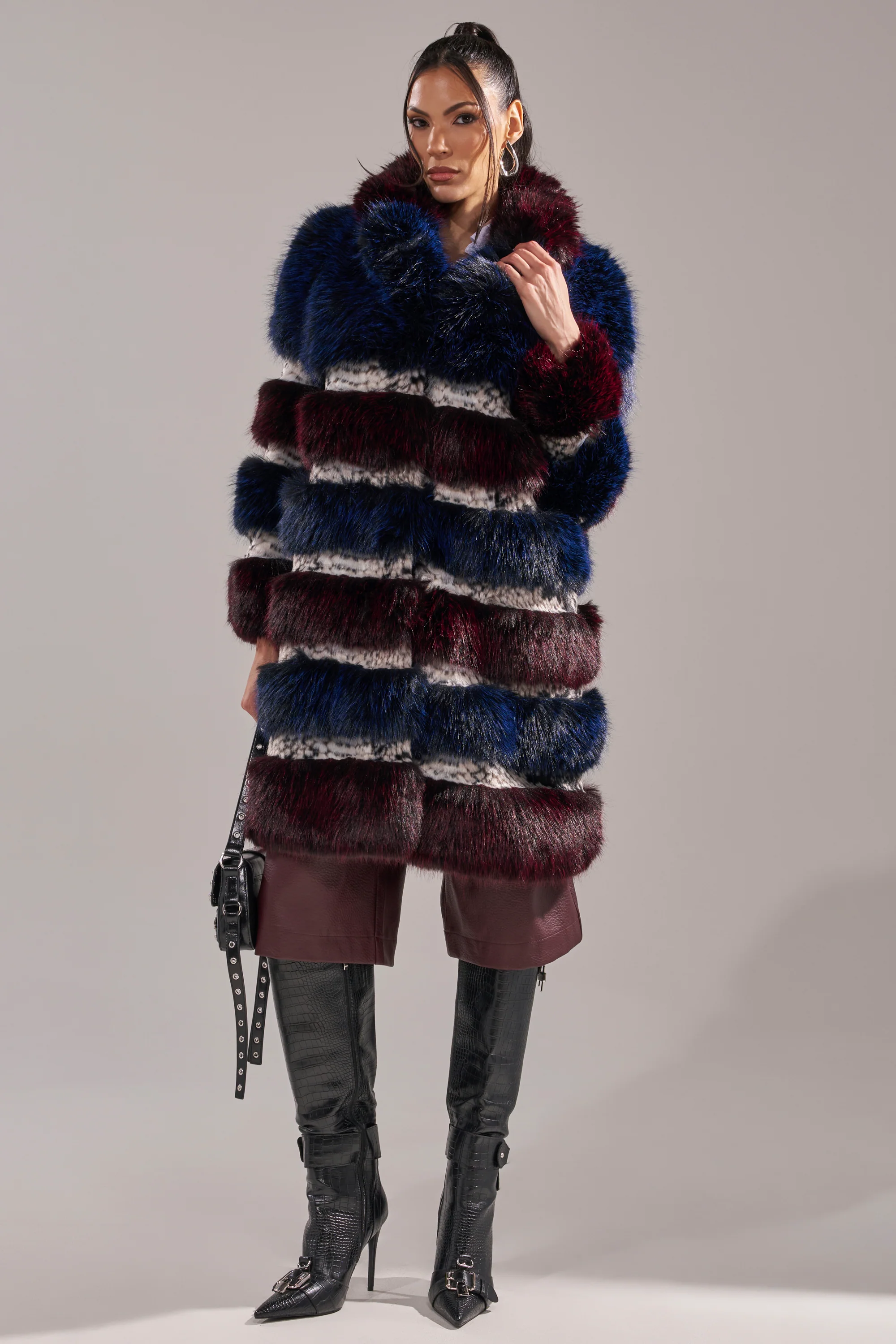EGO PANELED FAUX FUR COAT