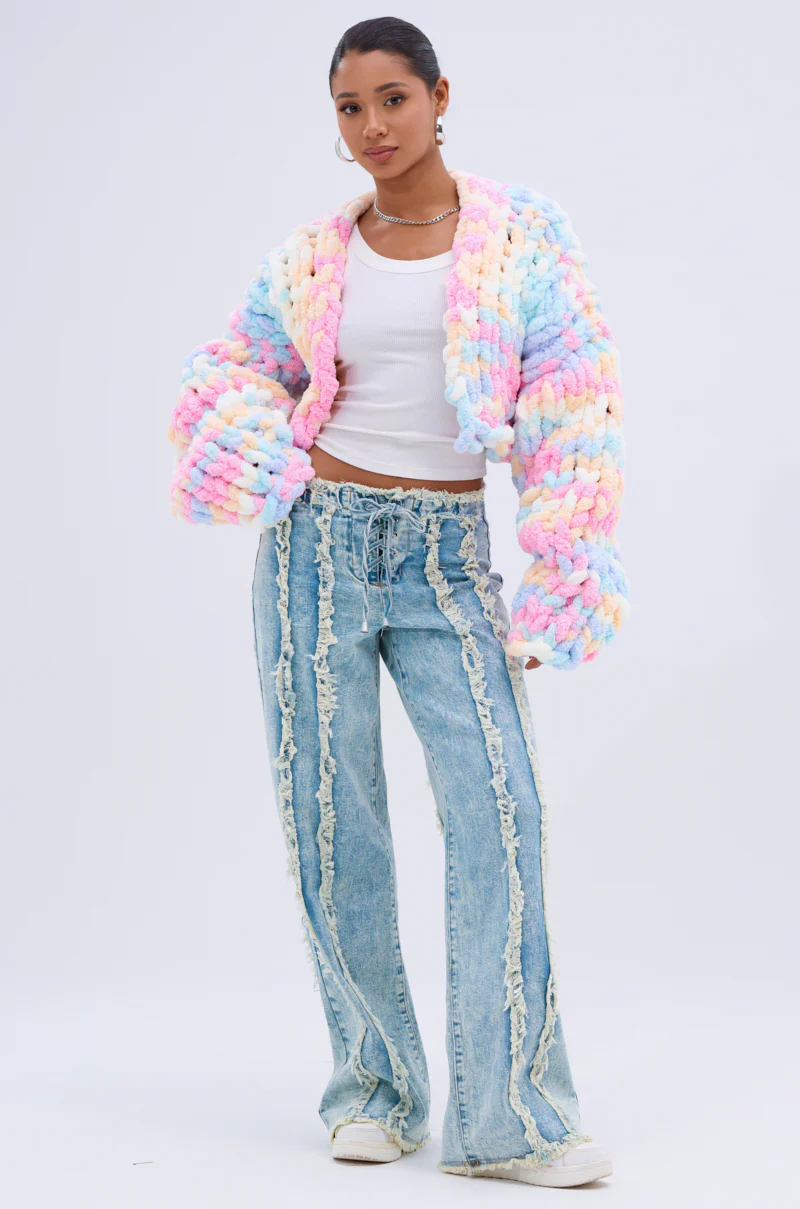 EILEEN DISTRESSED LACE UP WIDE LEG JEAN - Image 4