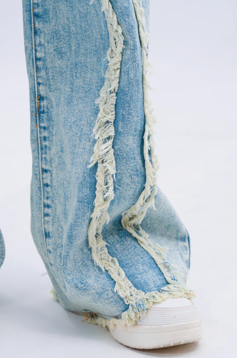 EILEEN DISTRESSED LACE UP WIDE LEG JEAN - Image 6