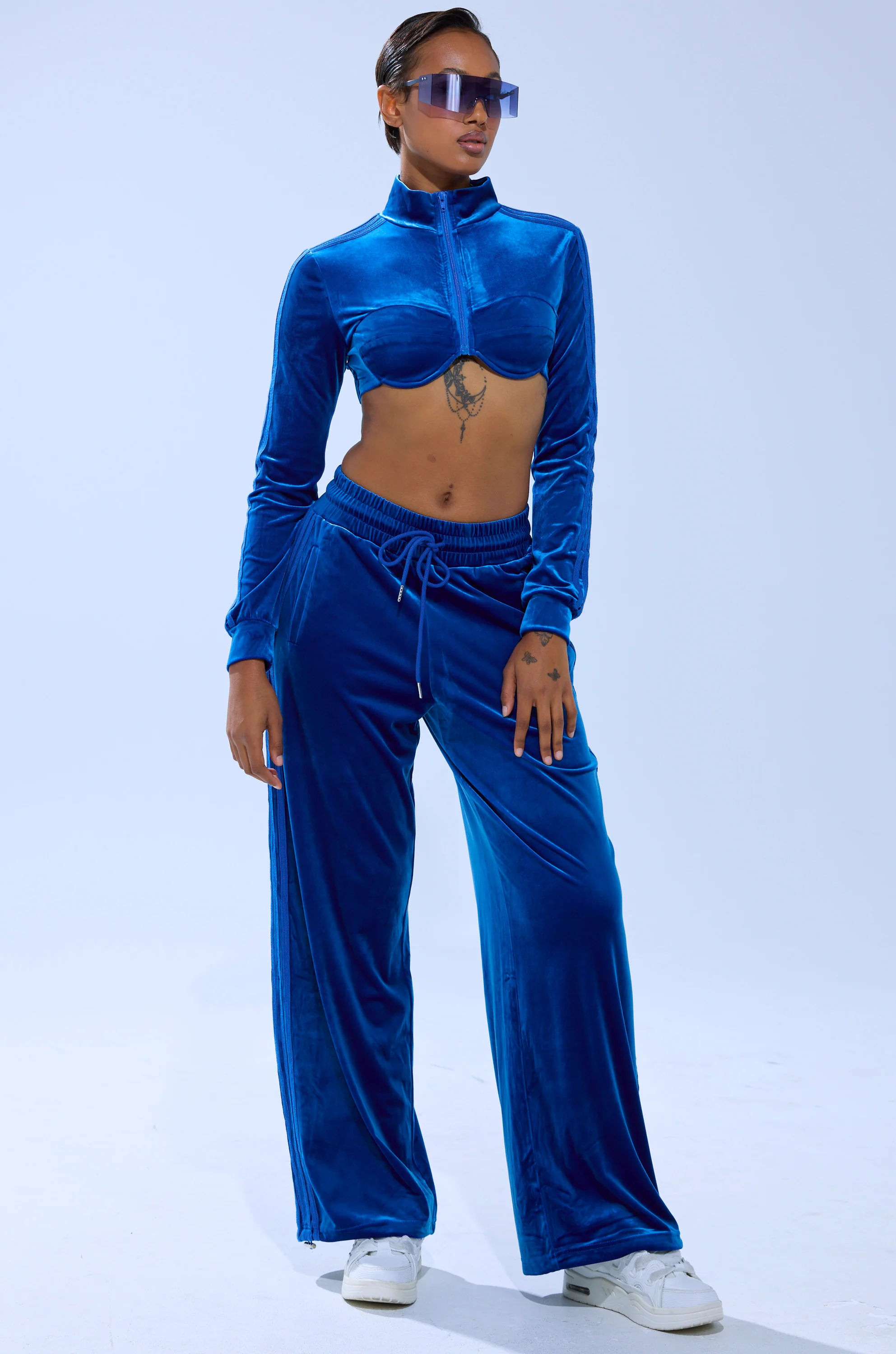 ELECTRIC BLUES CROP ZIP UP SWEATSHIRT - Image 5