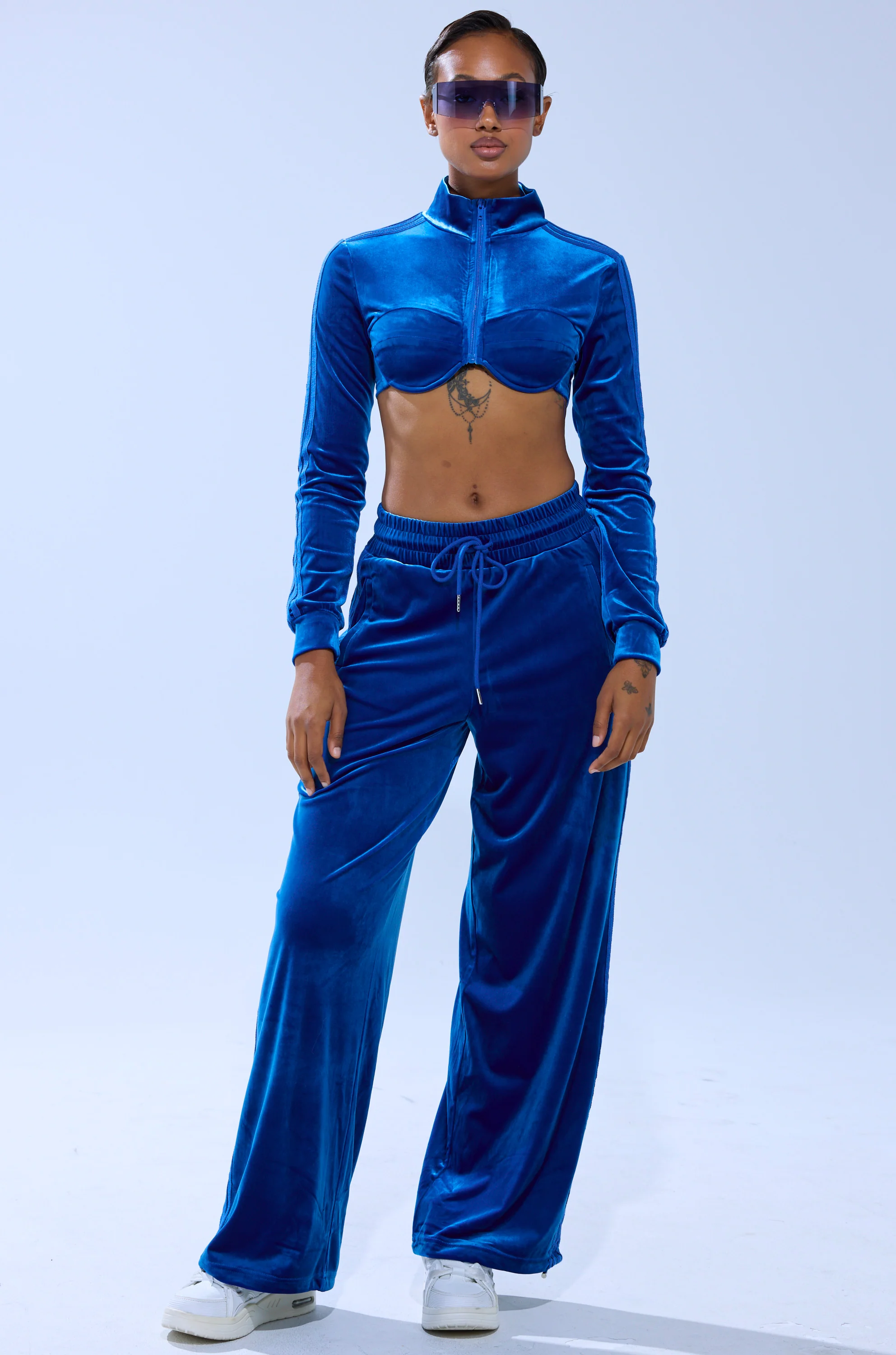 ELECTRIC BLUES CROP ZIP UP SWEATSHIRT - Image 6