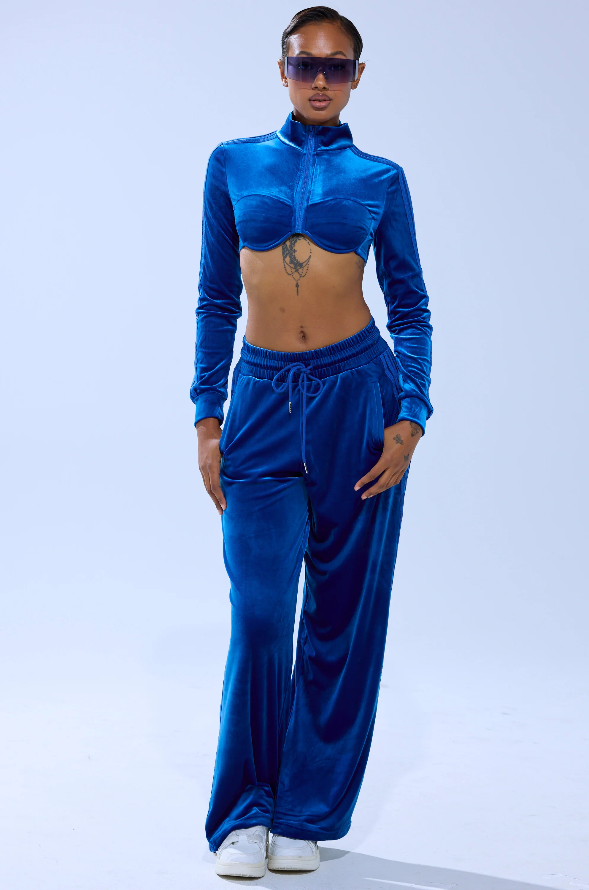 ELECTRIC BLUES CROP ZIP UP SWEATSHIRT - Image 7