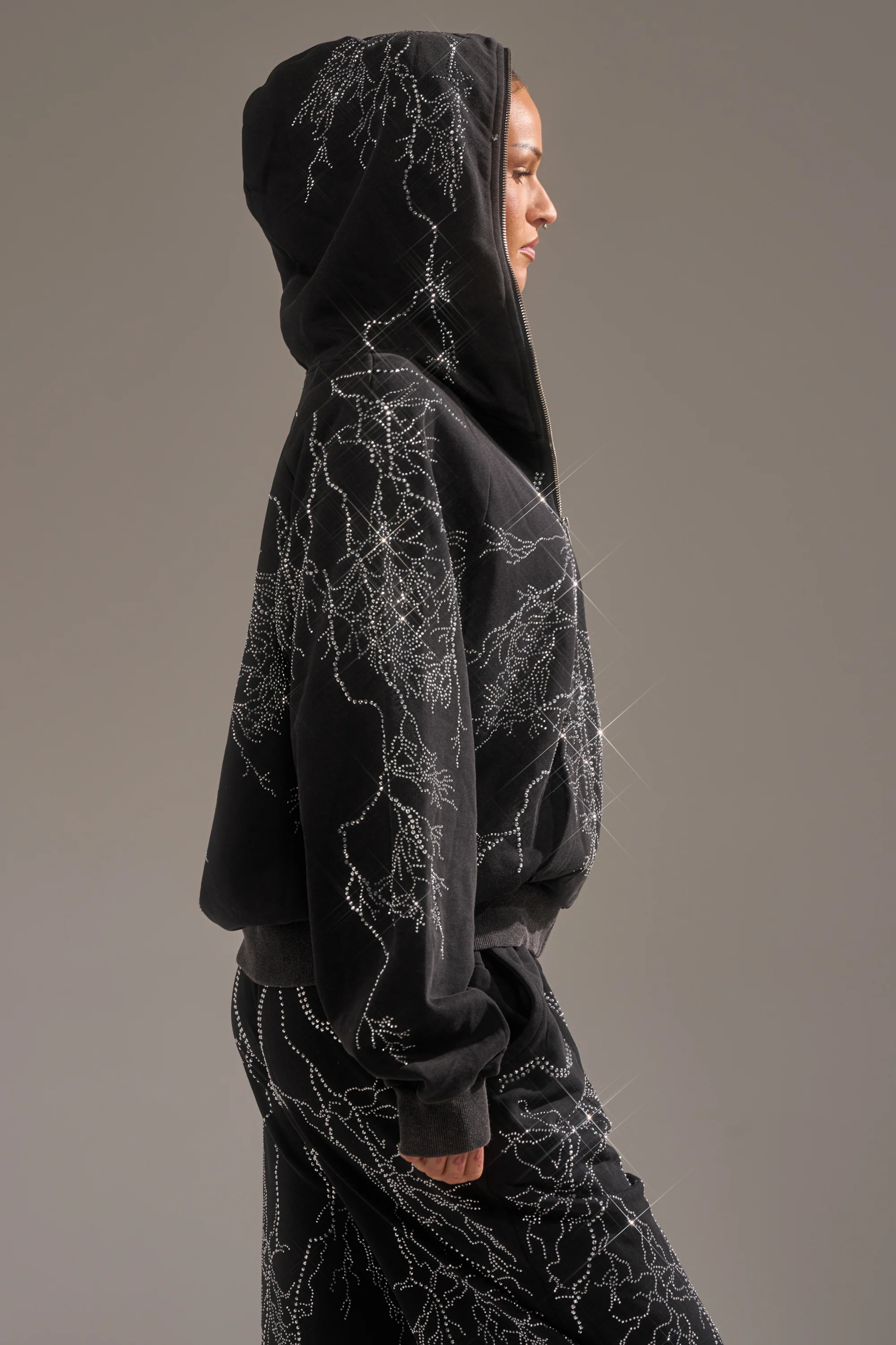 ELECTRIC LOVE RHINESTONE ZIP UP SWEATSHIRT - Image 3