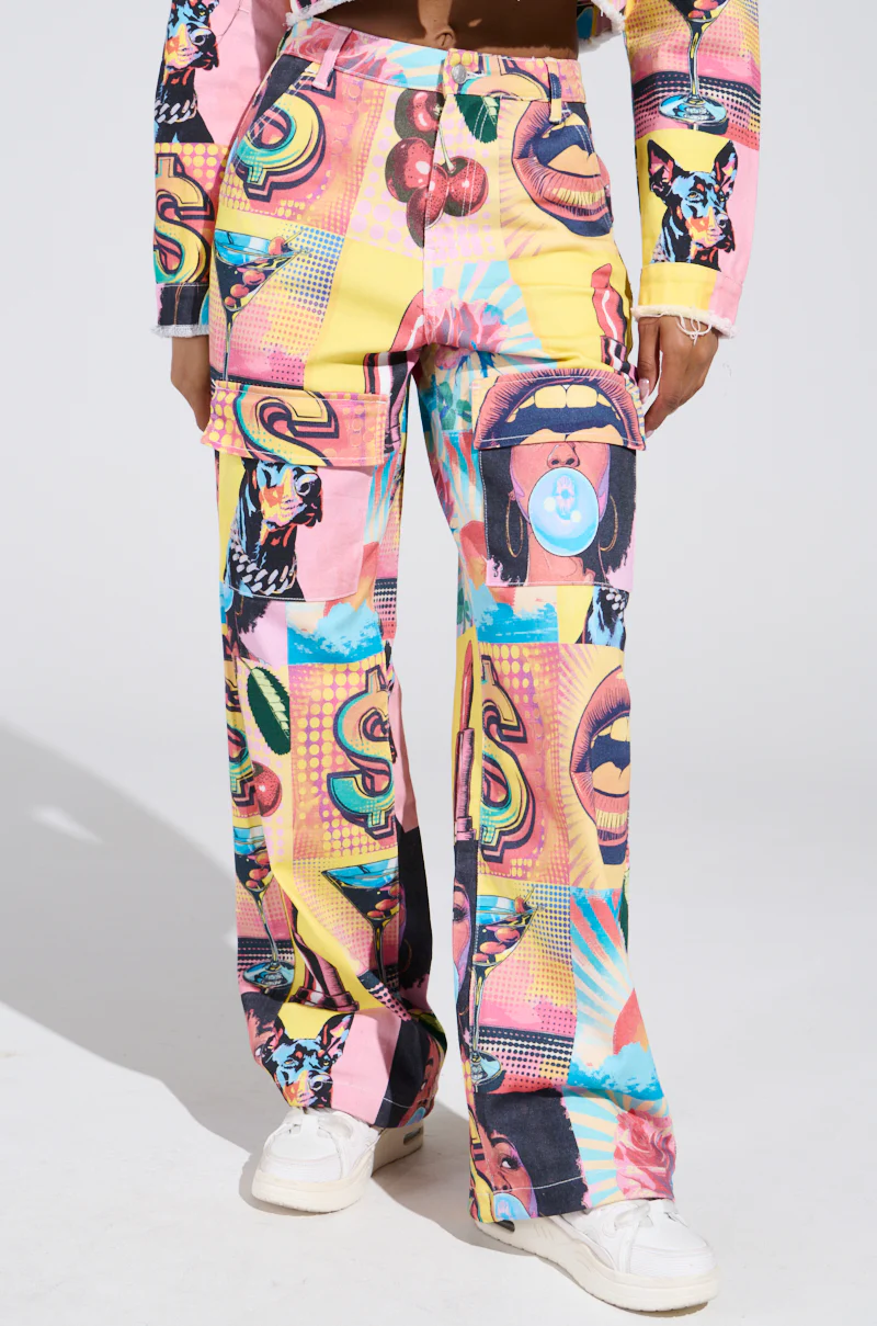 ELECTRIC PRINTED DENIM CARGO PANTS - Image 3