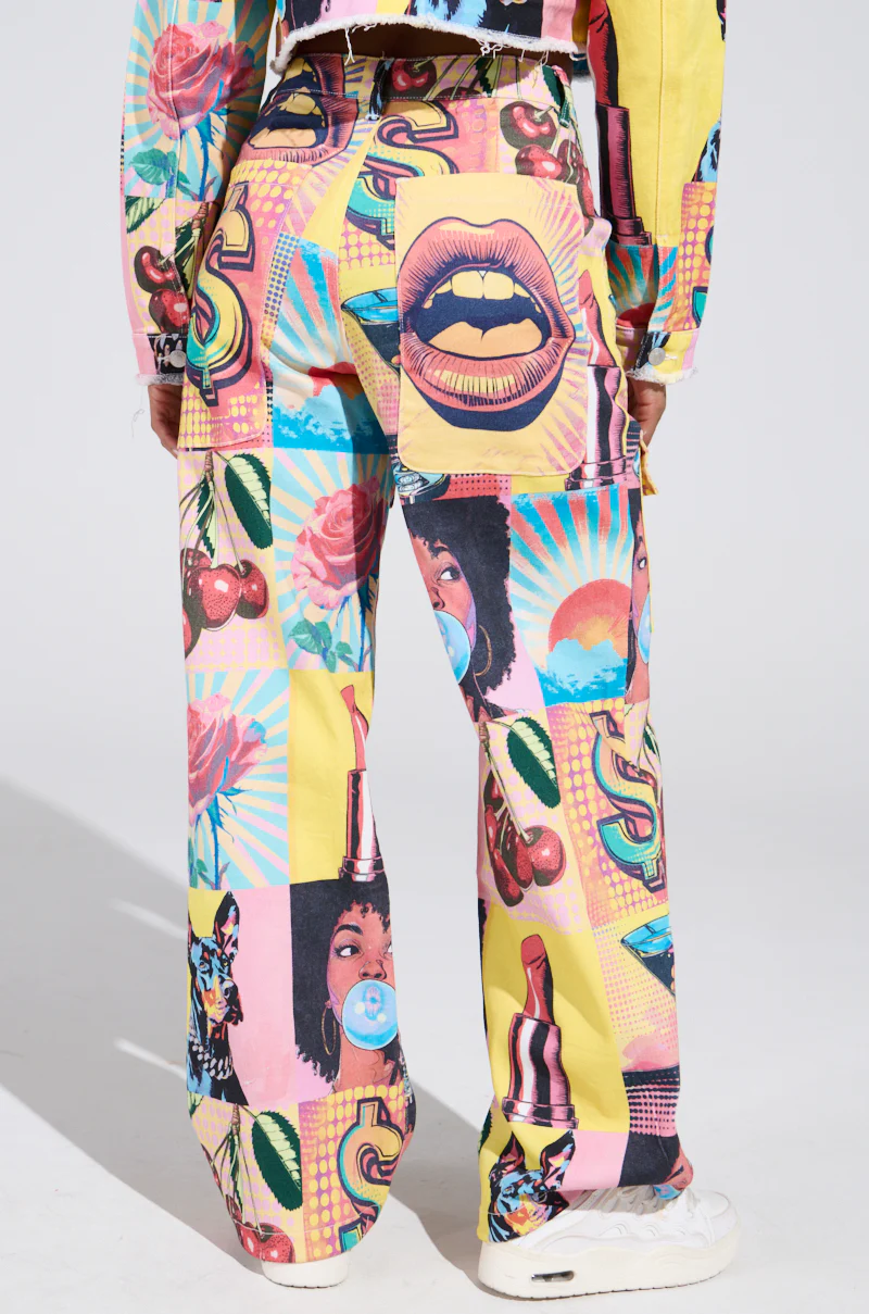 ELECTRIC PRINTED DENIM CARGO PANTS - Image 6