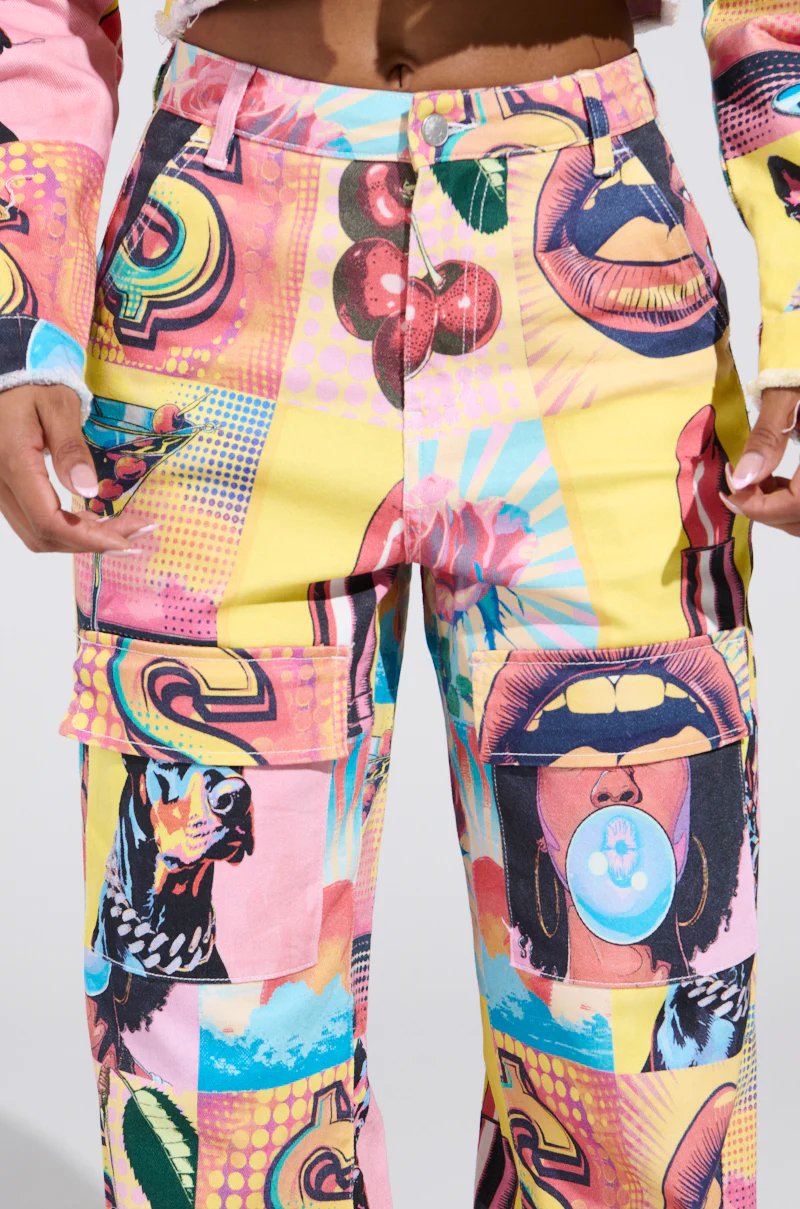 ELECTRIC PRINTED DENIM CARGO PANTS - Image 8