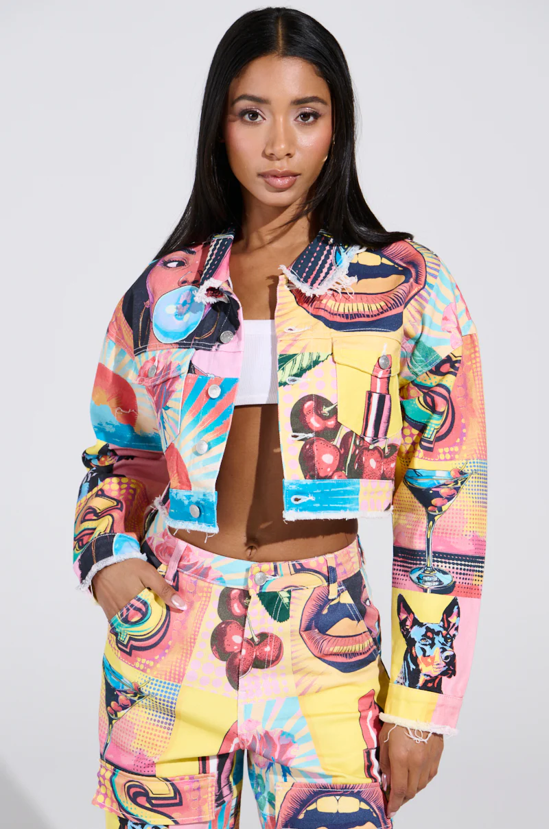 ELECTRIC PRINTED DENIM JACKET