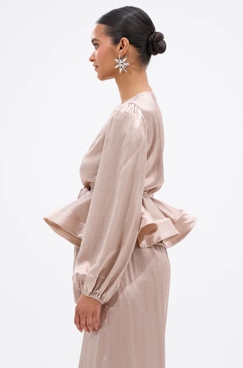 ELEGANT PEPLUM TIE FRONT BLOUSE - Image 3