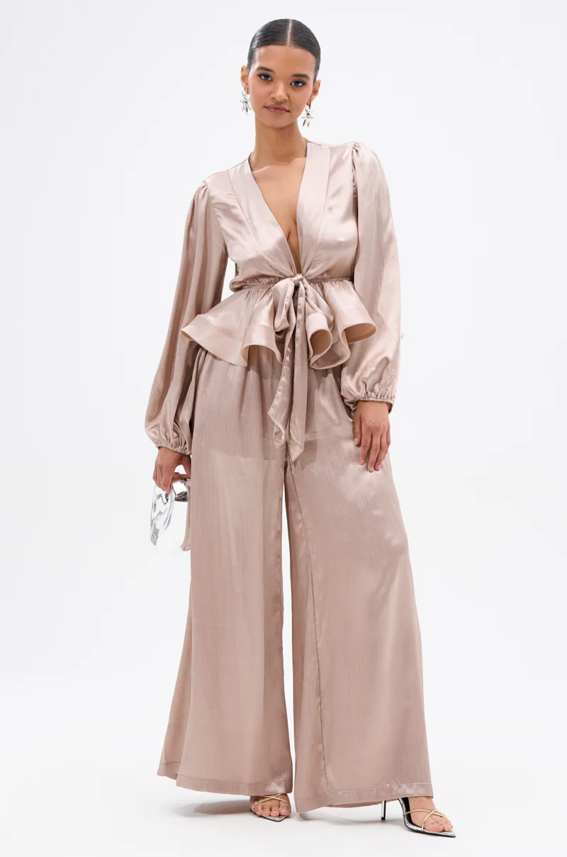 ELEGANT PEPLUM TIE FRONT BLOUSE - Image 5