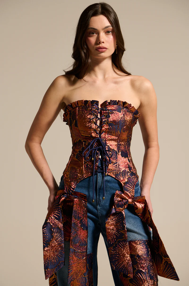 ELEGANT VIBES BROCADE CORSET TOP - Image 2