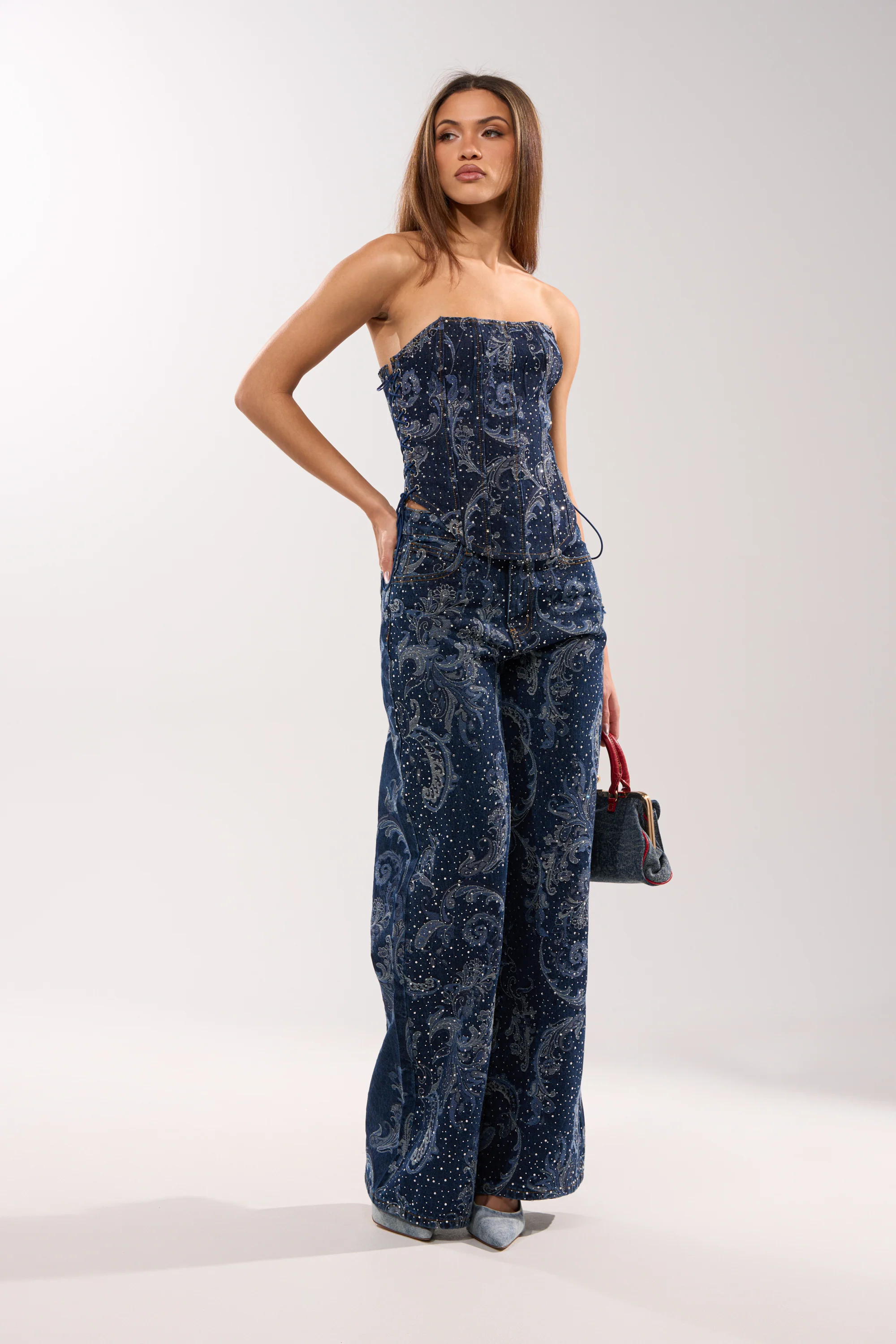 ELEVATED DENIM CORSET WITH RHINESTONES - Image 5