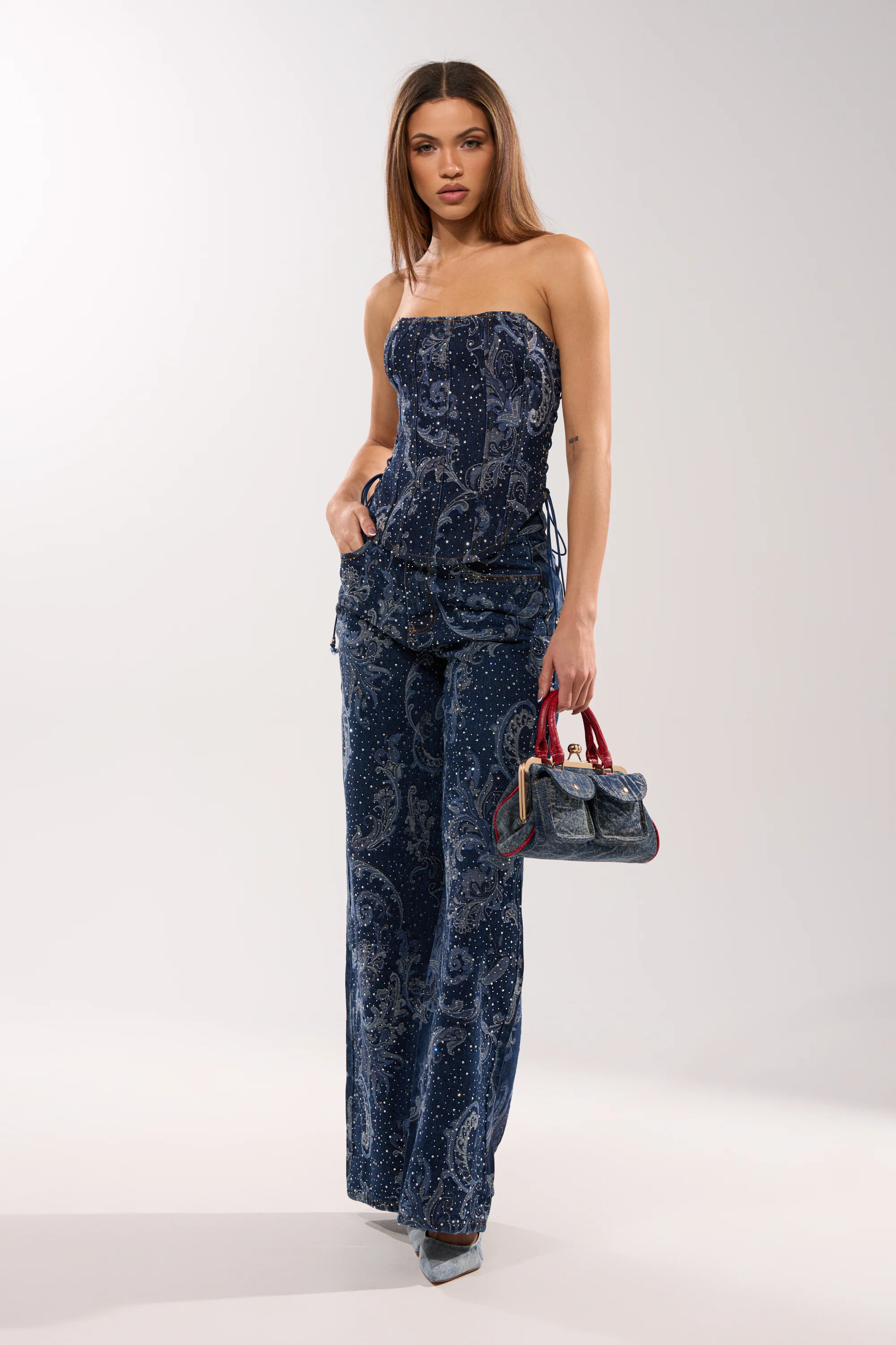 ELEVATED DENIM CORSET WITH RHINESTONES - Image 6