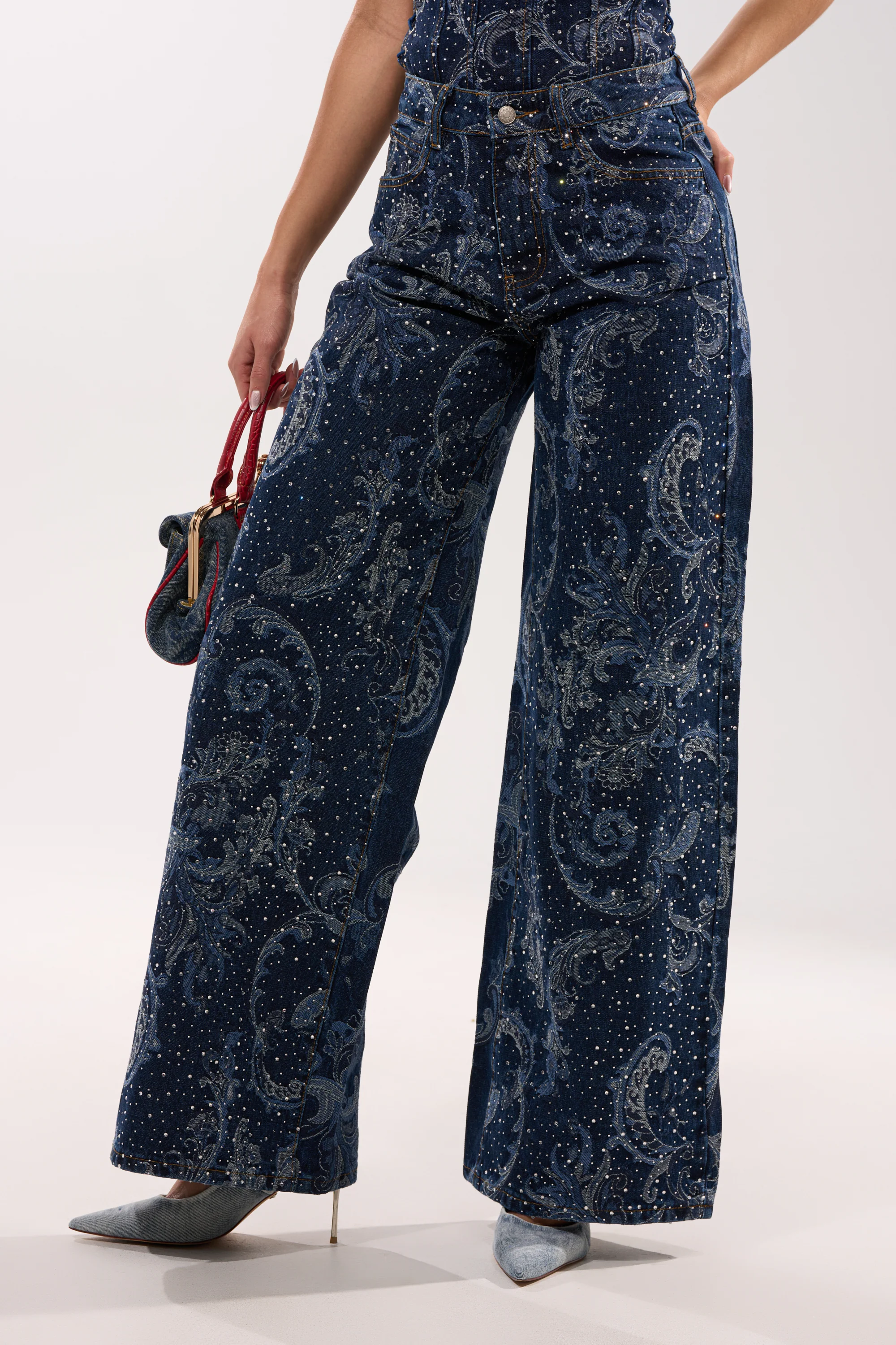 ELEVATED WIDE LEG DENIM WITH RHINESTONES - Image 3