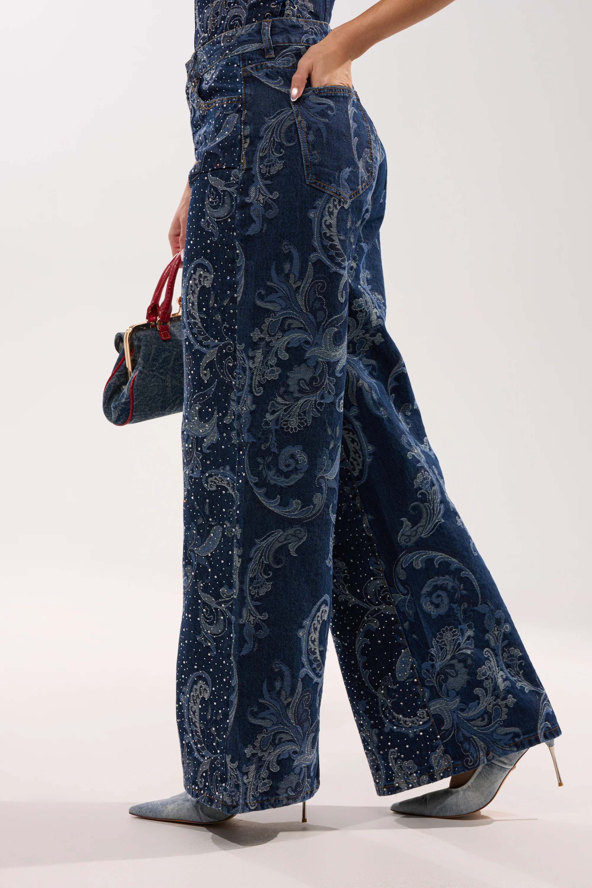 ELEVATED WIDE LEG DENIM WITH RHINESTONES - Image 4