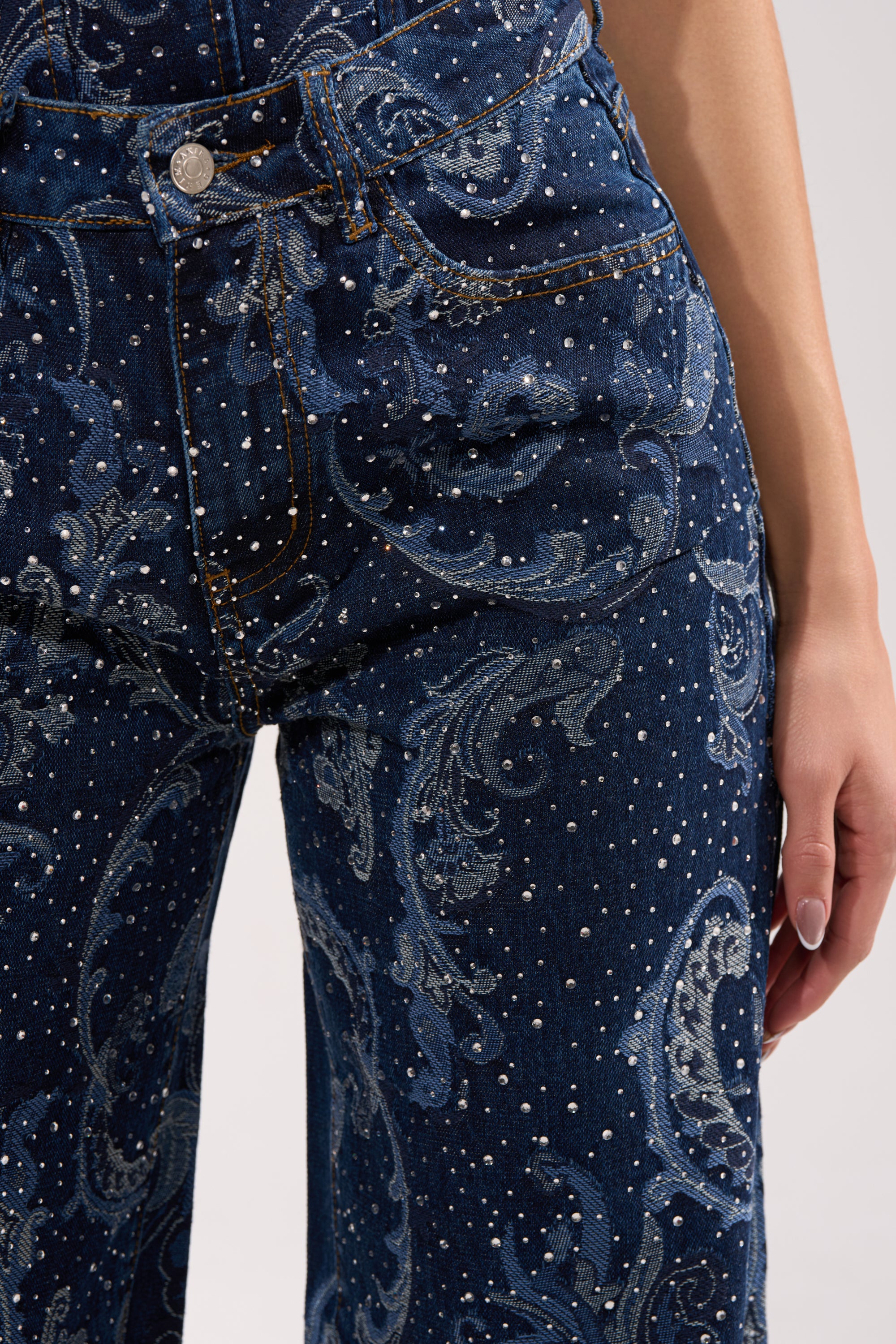 ELEVATED WIDE LEG DENIM WITH RHINESTONES - Image 8