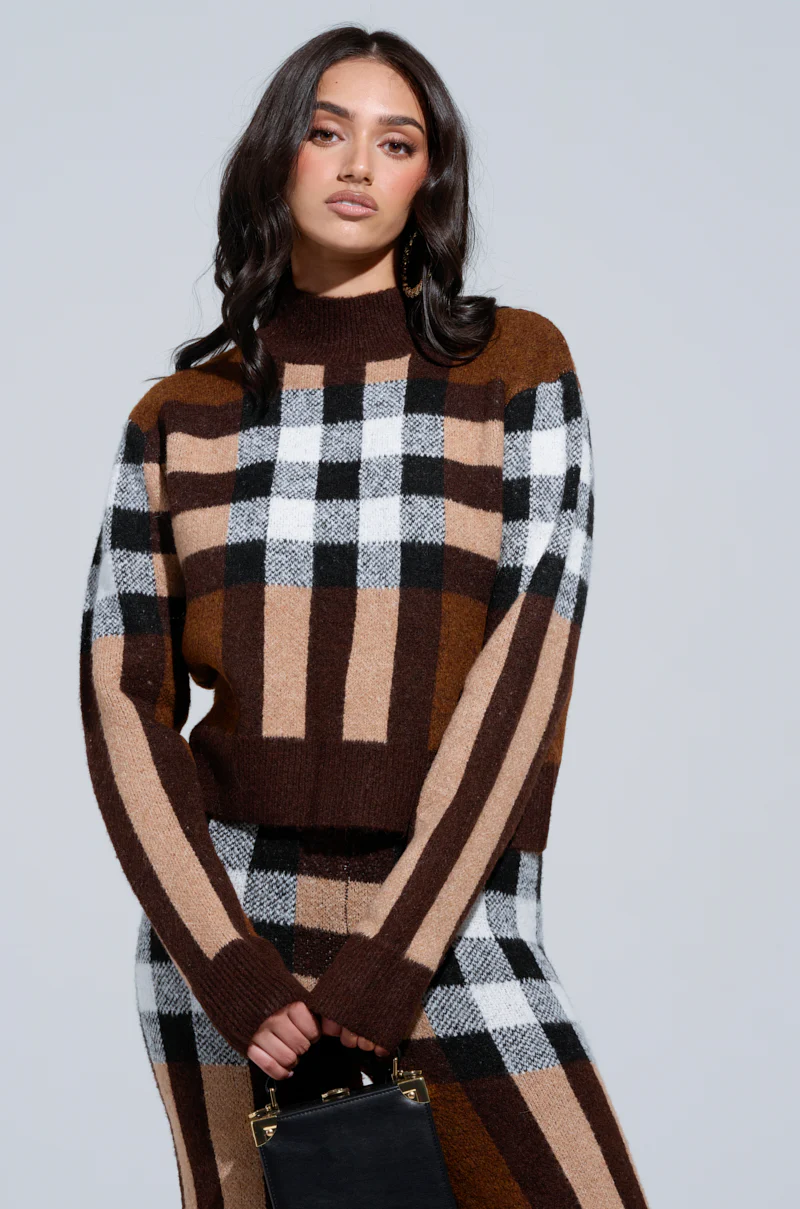 ELISE PLAID MOCK NECK SWEATER - Image 2